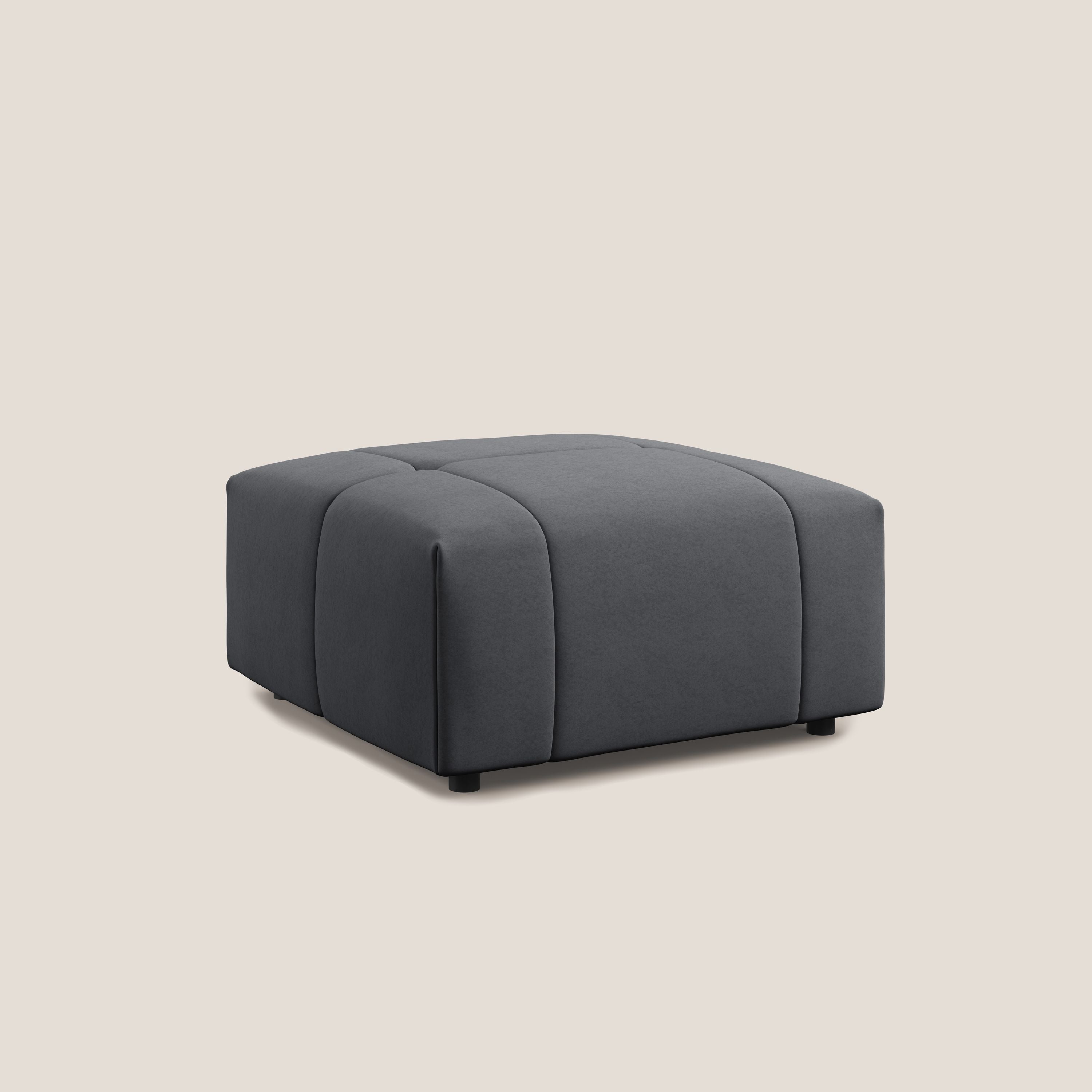 Giotto pouf in morbida microfibra effetto velluto impermeabile idrorepellente T09 grigio - divani.store