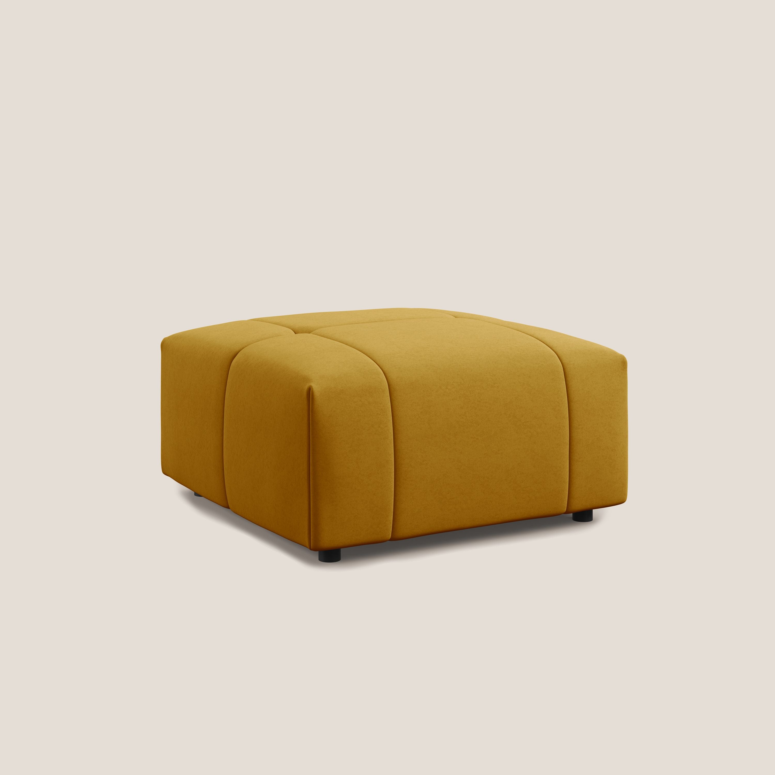 Giotto pouf in morbida microfibra effetto velluto impermeabile idrorepellente T09 giallo - divani.store