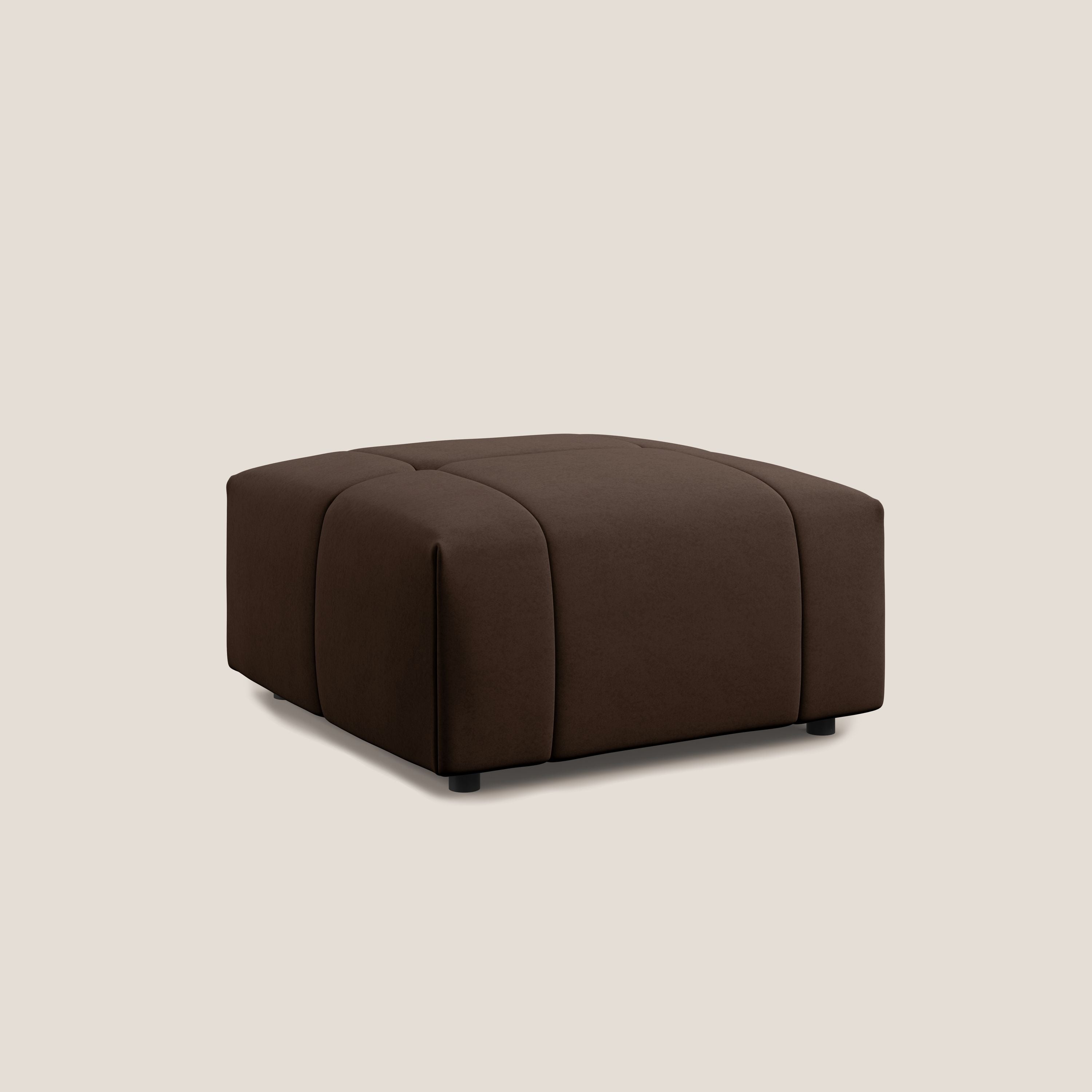 Giotto pouf in morbida microfibra effetto velluto impermeabile idrorepellente T09 marrone - divani.store