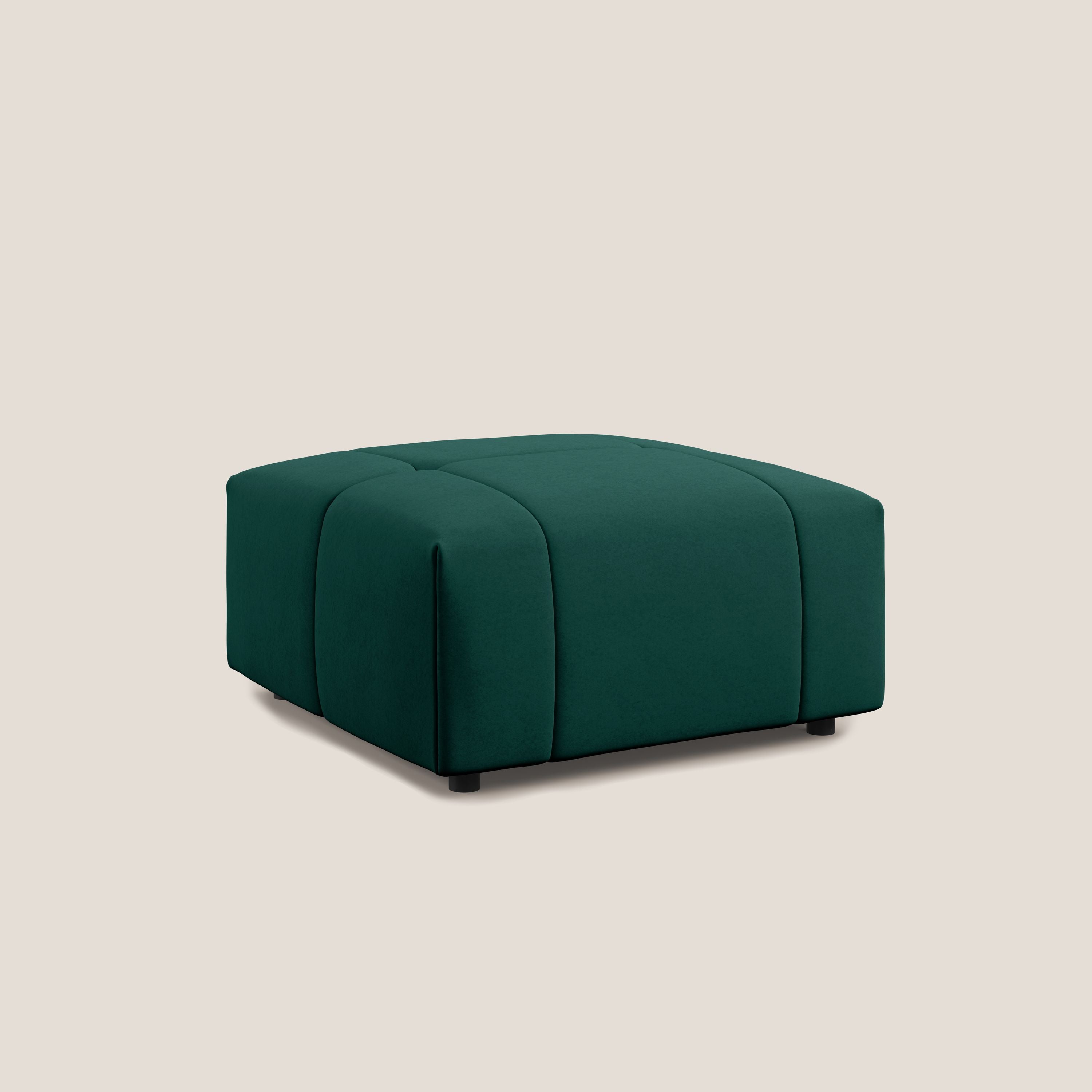 Giotto pouf in morbida microfibra effetto velluto impermeabile idrorepellente T09 verde - divani.store
