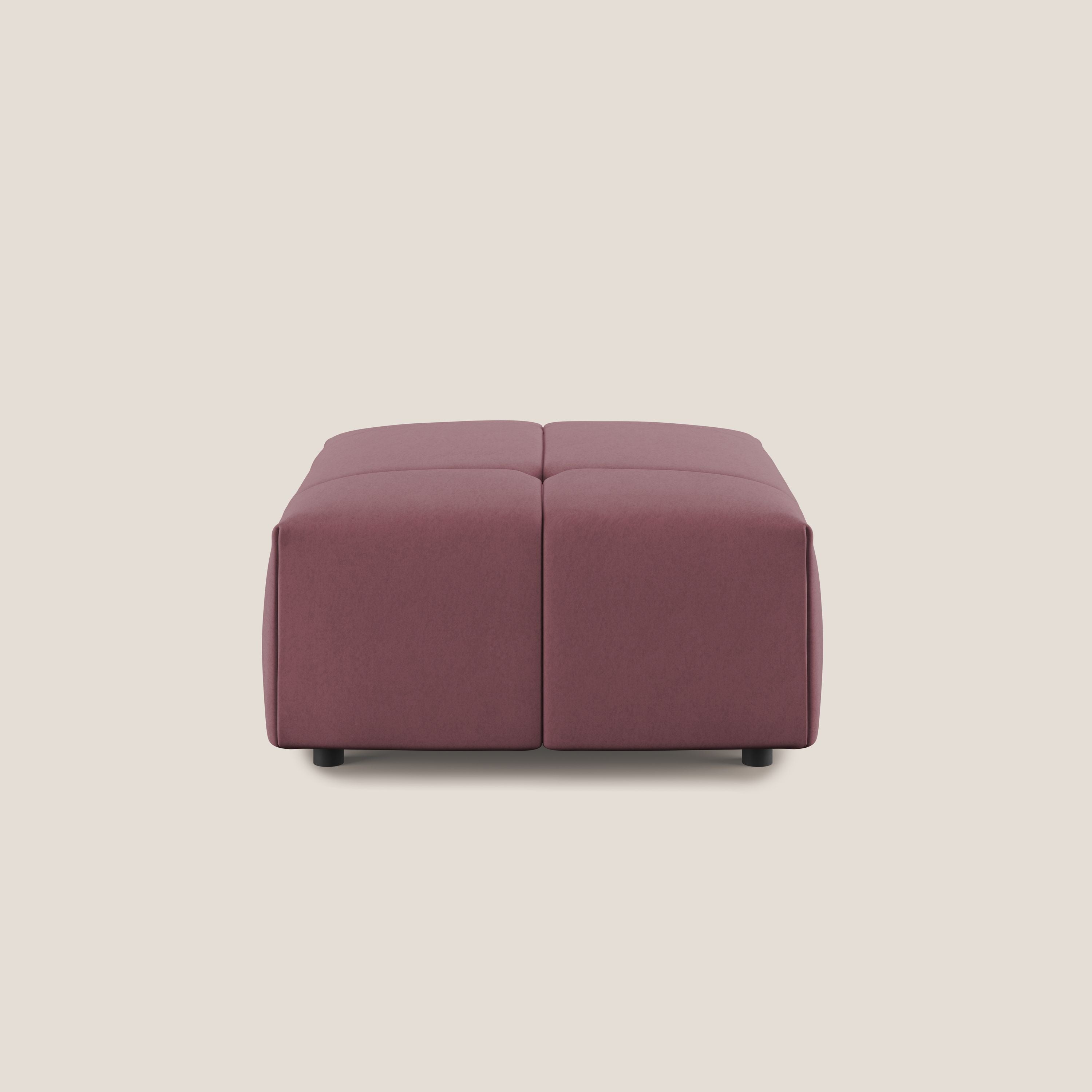 Giotto pouf in morbida microfibra effetto velluto impermeabile idrorepellente T09 salmone - divani.store