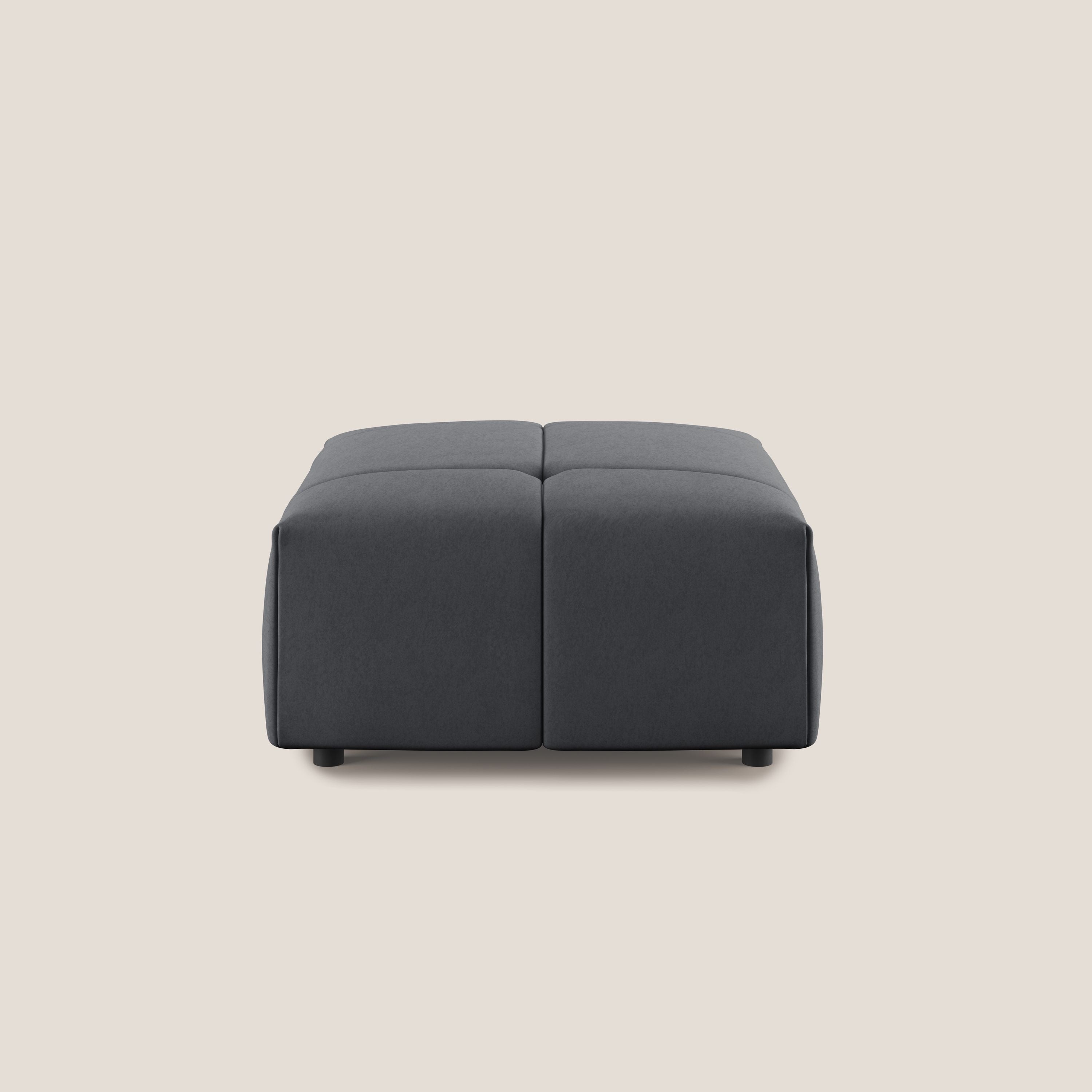 Giotto pouf in morbida microfibra effetto velluto impermeabile idrorepellente T09 grigio - divani.store