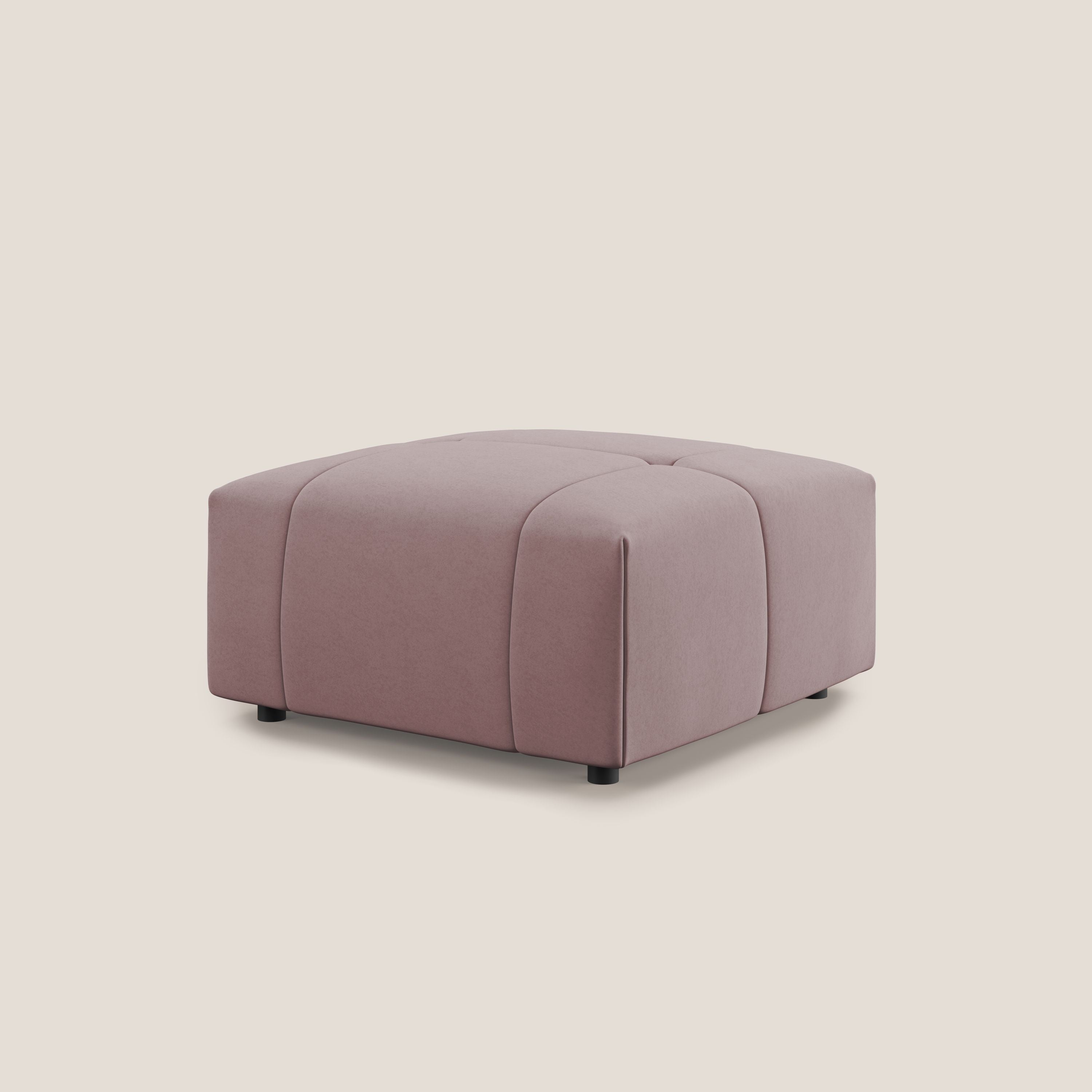 Giotto pouf in morbida microfibra effetto velluto impermeabile idrorepellente T09 rosa - divani.store