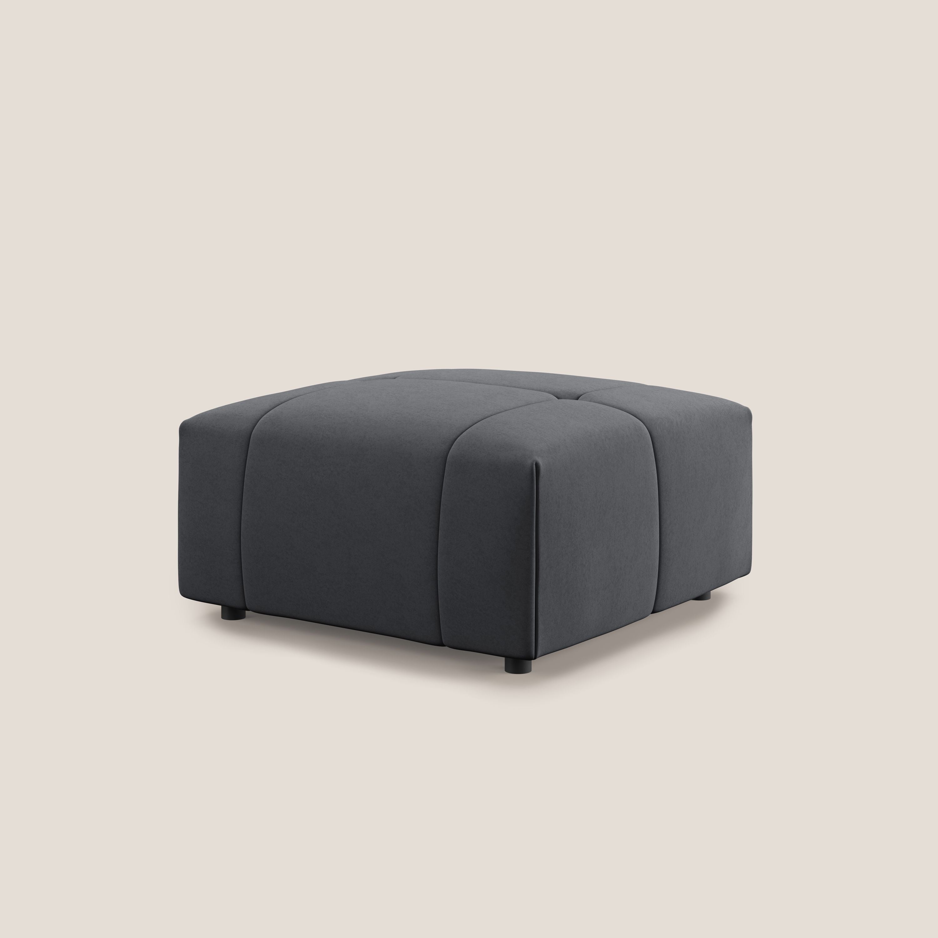 Giotto pouf in morbida microfibra effetto velluto impermeabile idrorepellente T09 grigio - divani.store
