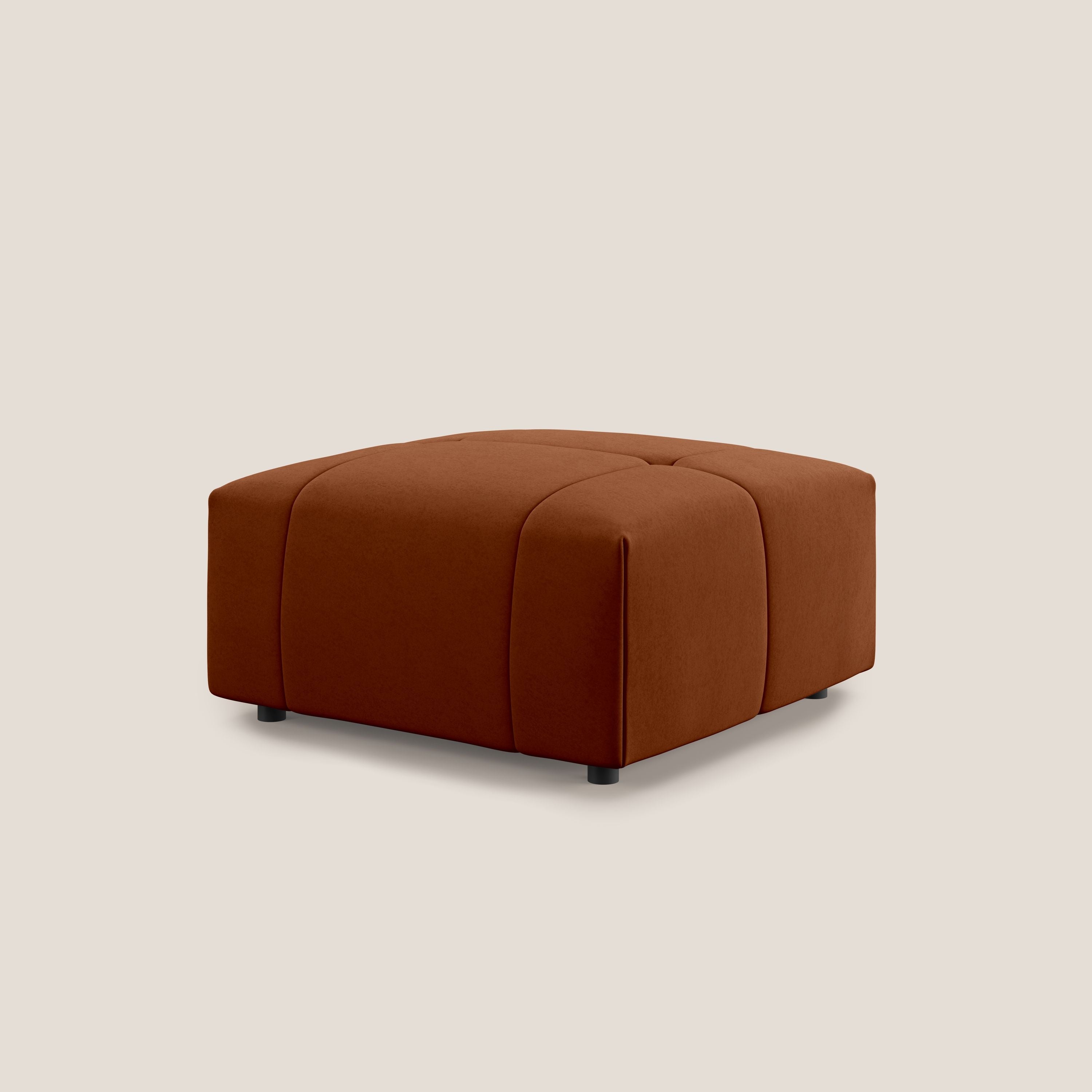 Giotto pouf in morbida microfibra effetto velluto impermeabile idrorepellente T09 ruggine - divani.store