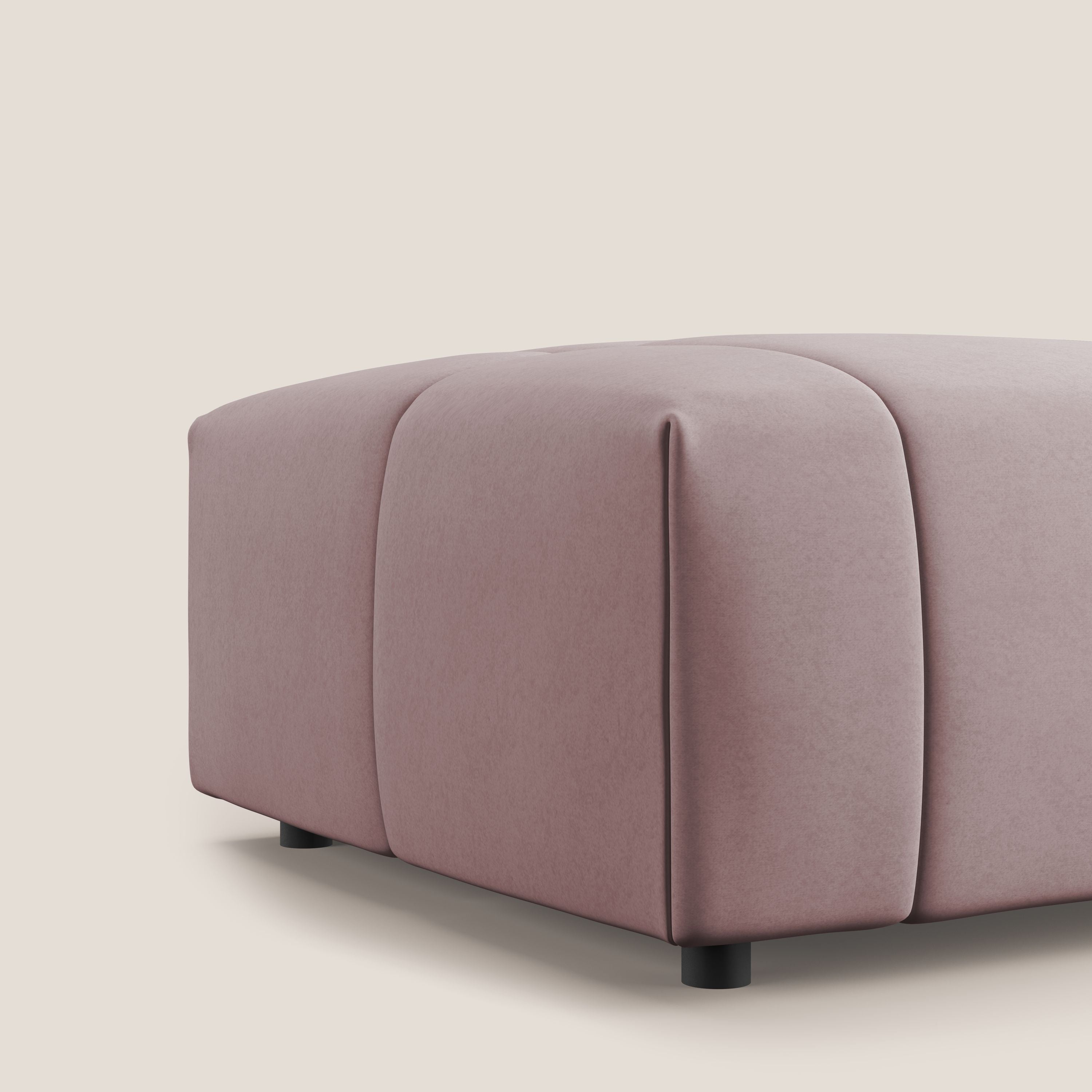 Giotto pouf in morbida microfibra effetto velluto impermeabile idrorepellente T09 rosa - divani.store