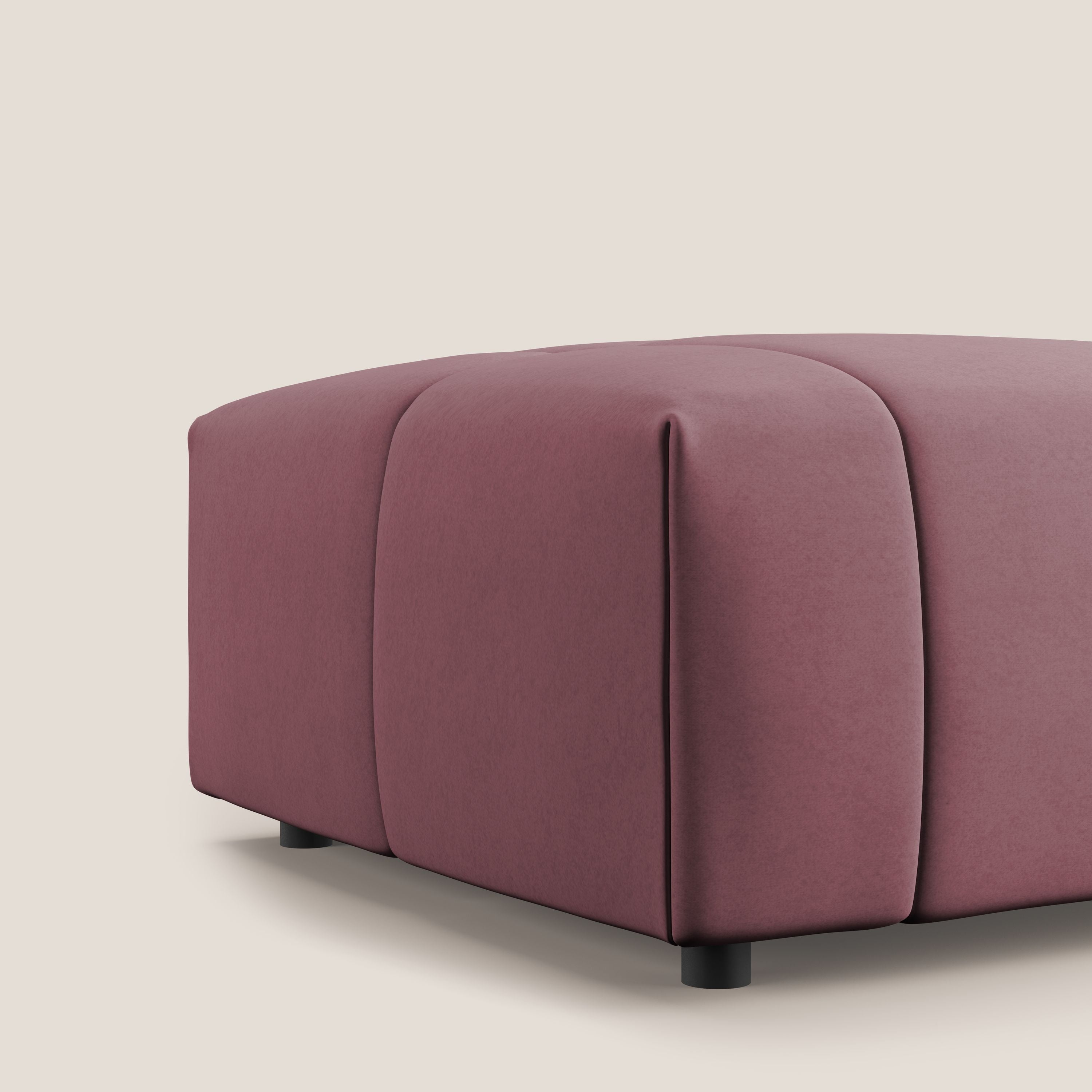 Giotto pouf in morbida microfibra effetto velluto impermeabile idrorepellente T09 salmone - divani.store