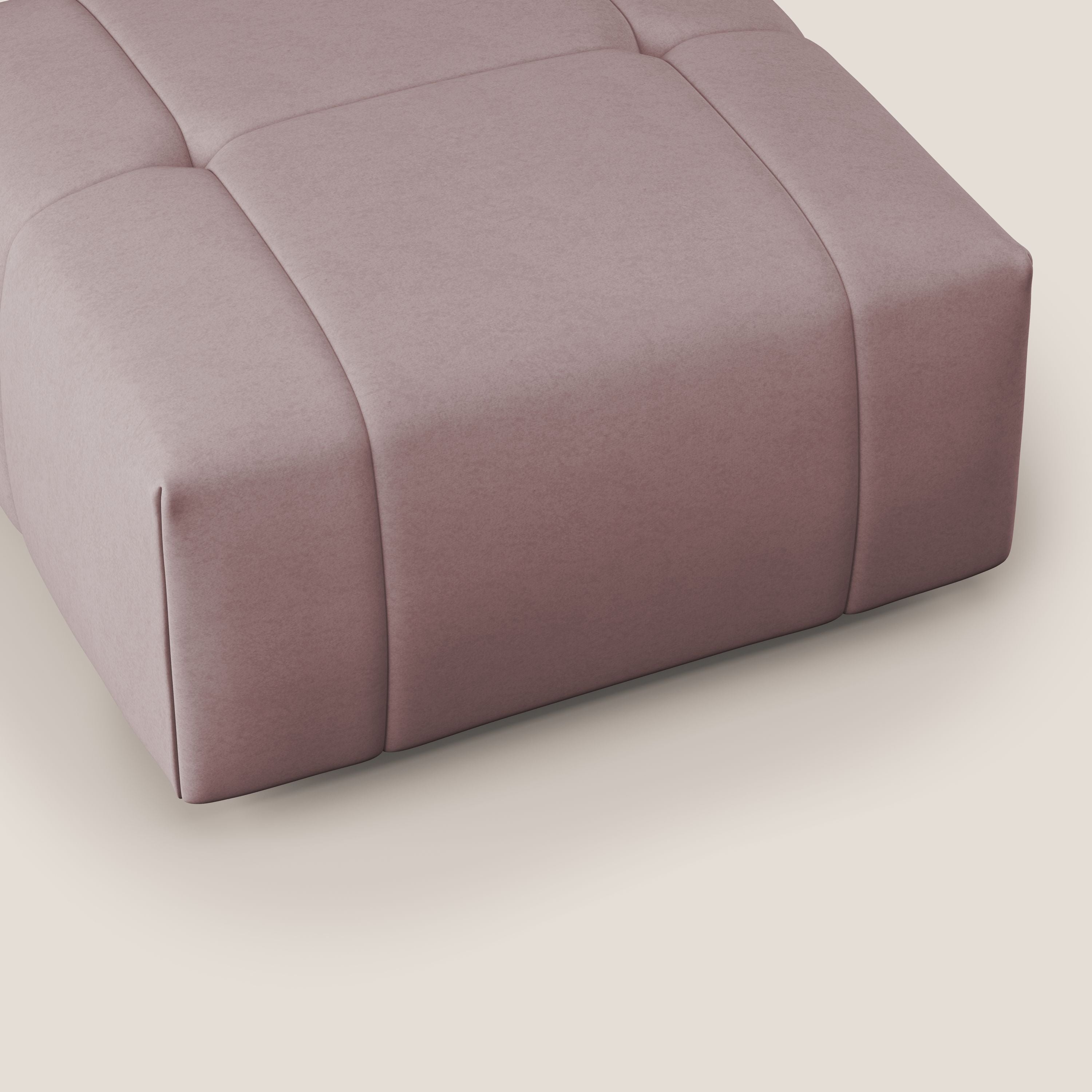 Giotto pouf in morbida microfibra effetto velluto impermeabile idrorepellente T09 rosa - divani.store