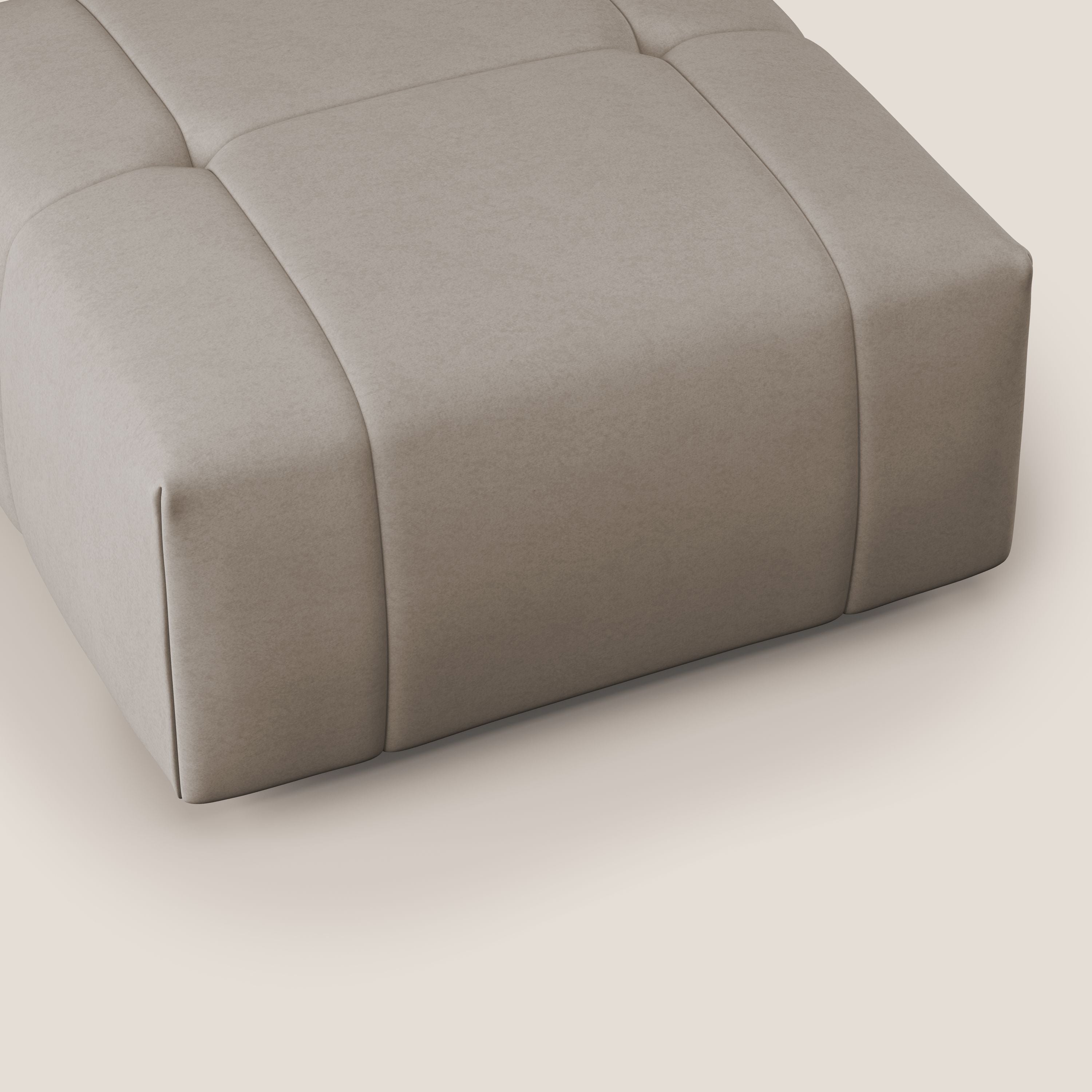 Giotto pouf in morbida microfibra effetto velluto impermeabile idrorepellente T09 tortora - divani.store