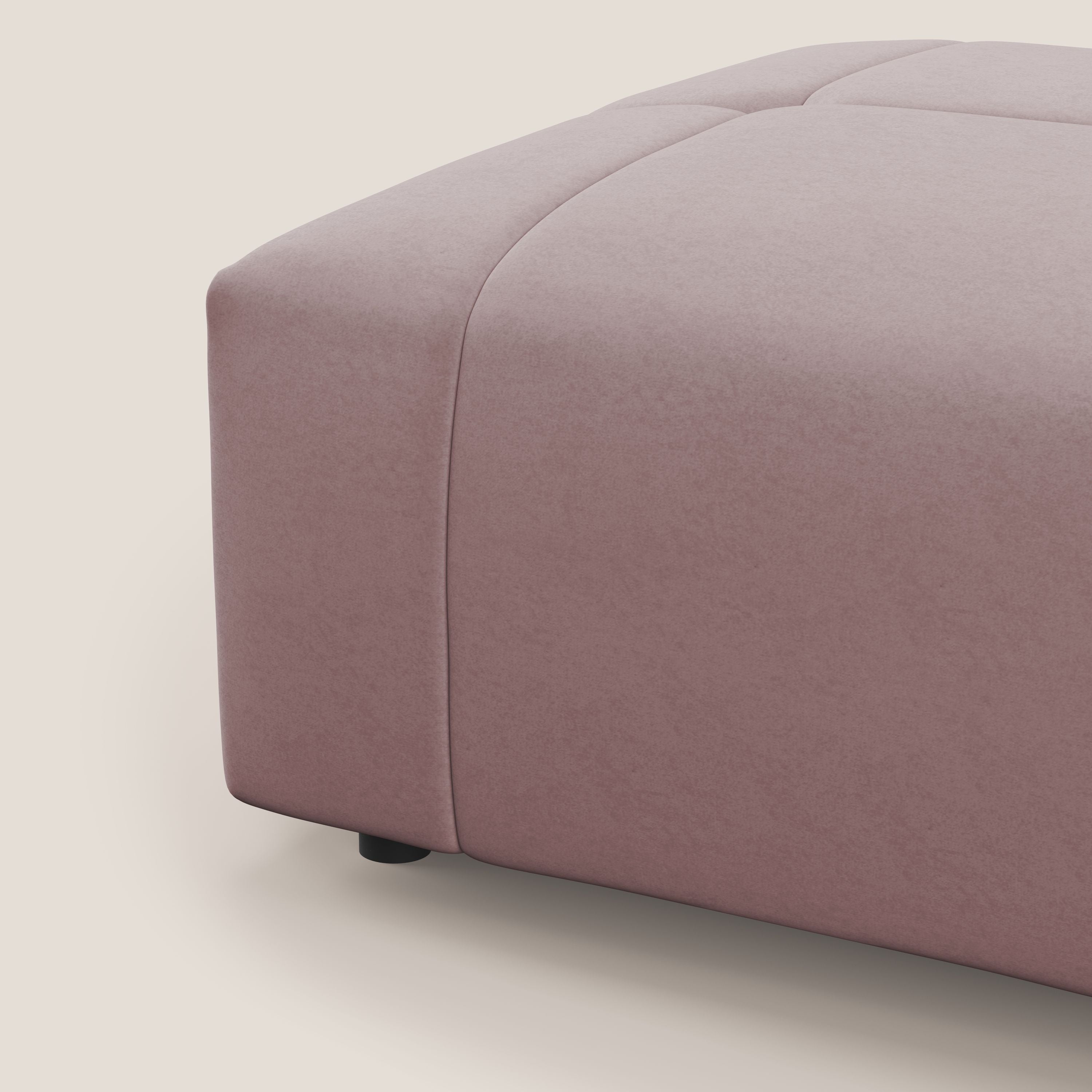 Giotto pouf in morbida microfibra effetto velluto impermeabile idrorepellente T09 rosa - divani.store
