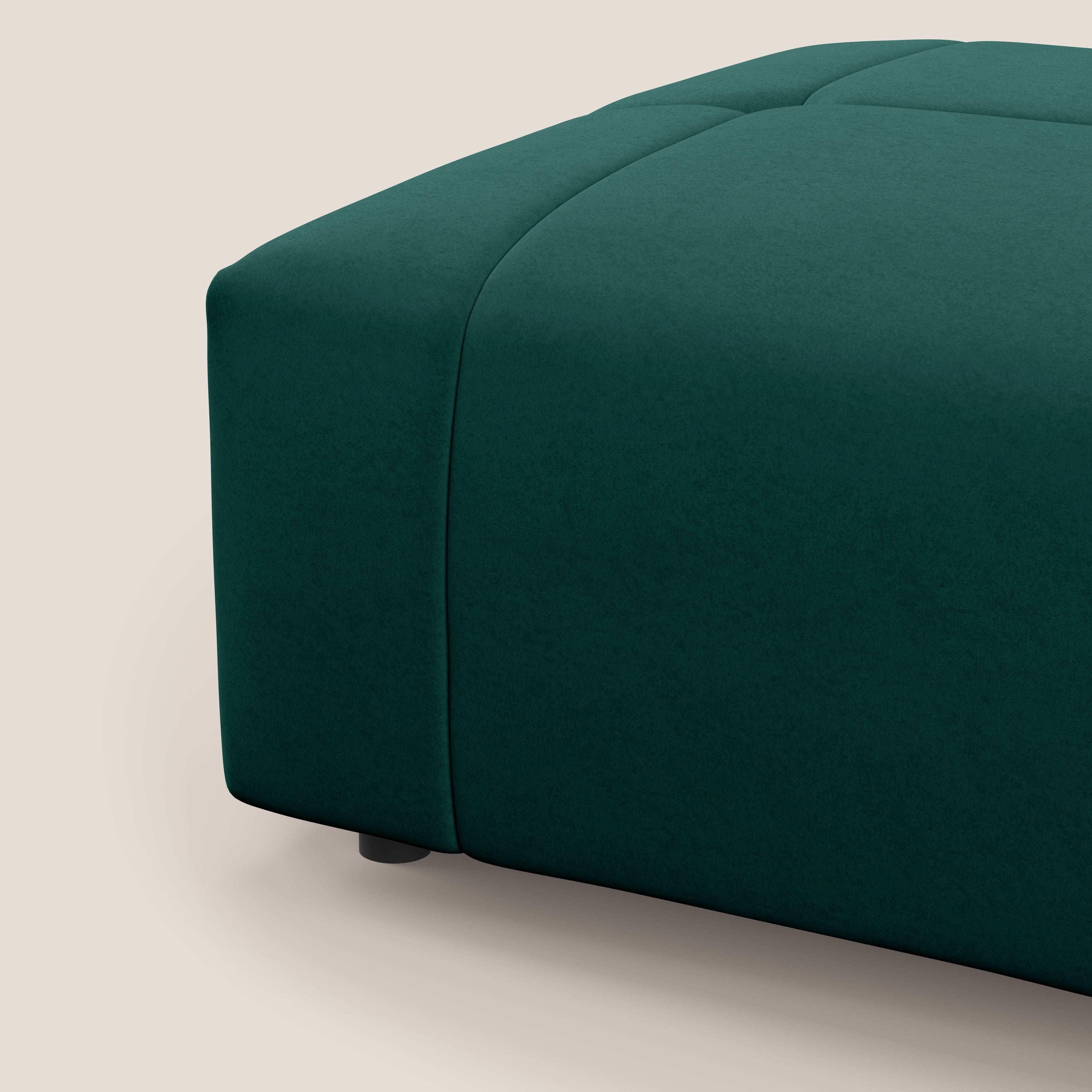Giotto pouf in morbida microfibra effetto velluto impermeabile idrorepellente T09 verde - divani.store