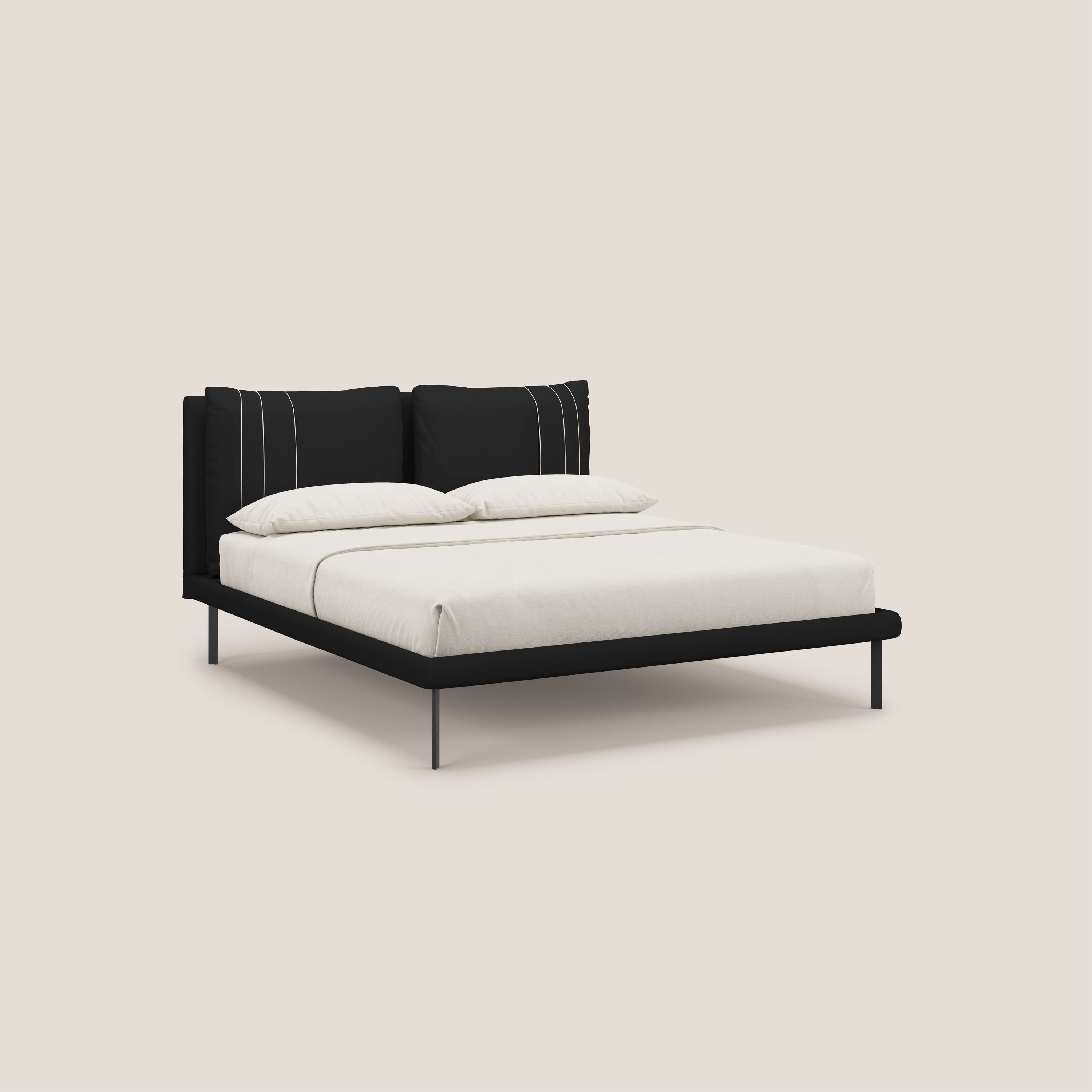 Giselle letto moderno con cuscini testata regolabili con tasche in microfibra impermeabile T11 nero - divani.store