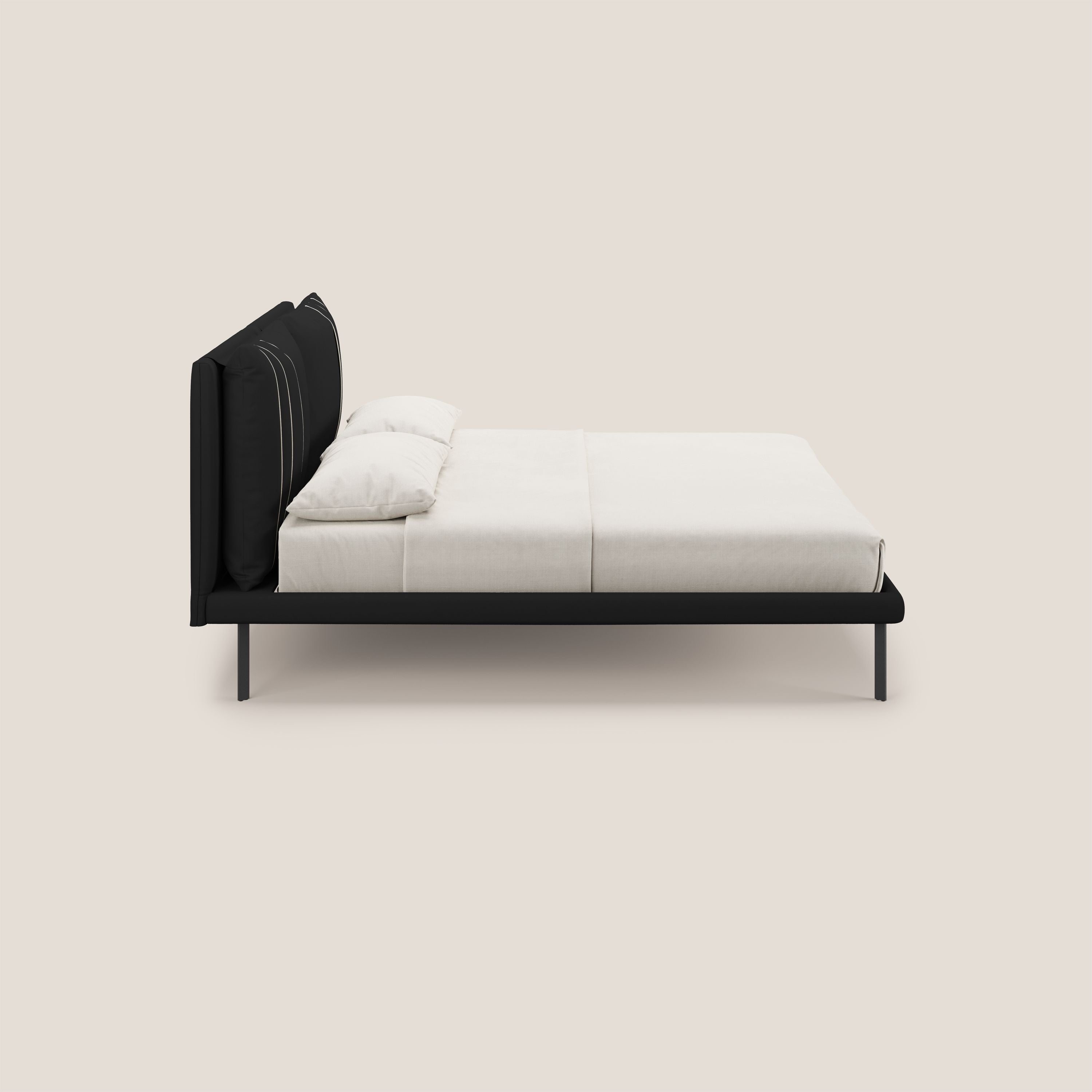 Giselle letto moderno con cuscini testata regolabili con tasche in microfibra impermeabile T11 nero - divani.store