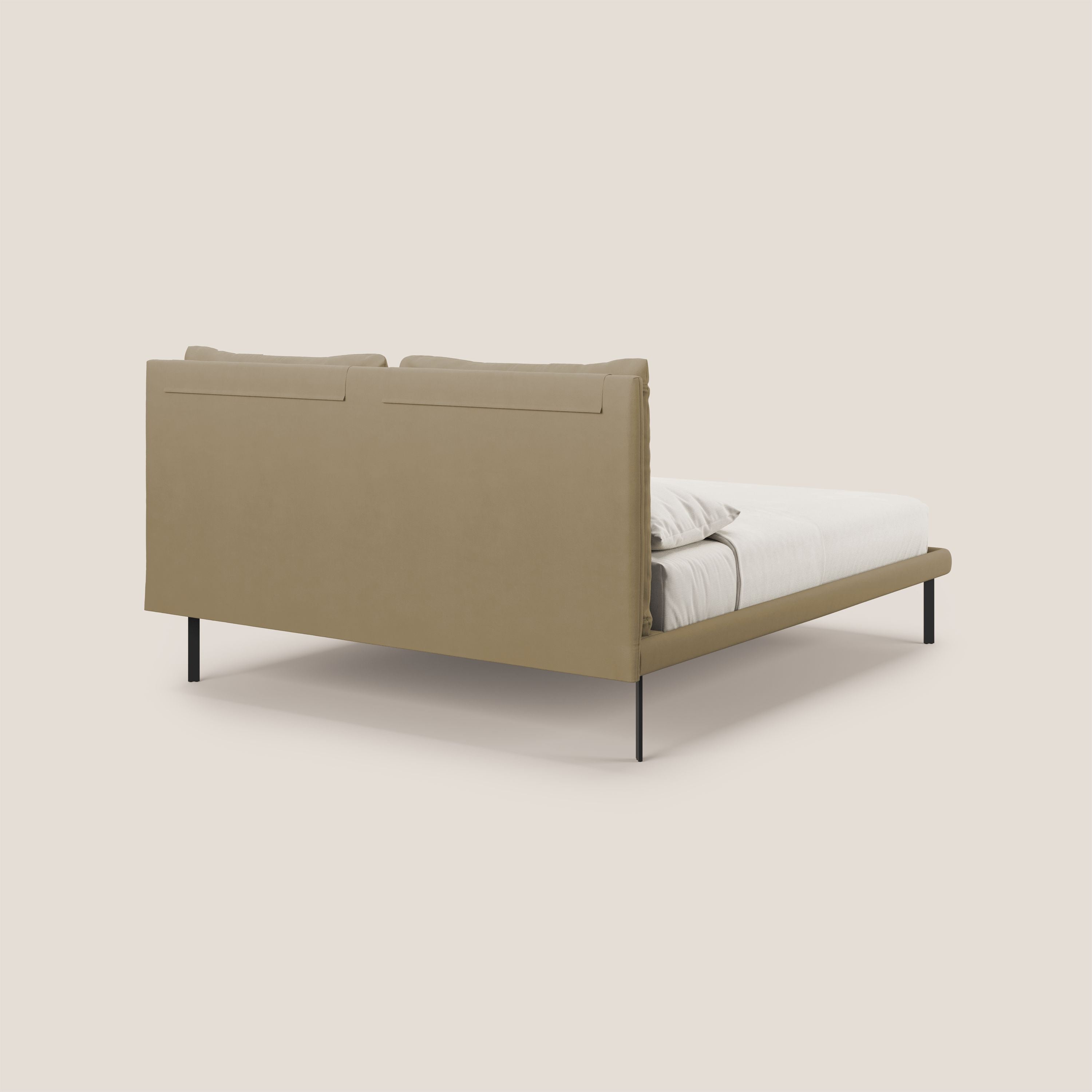Giselle letto moderno con cuscini testata regolabili con tasche in microfibra impermeabile T11 beige - divani.store