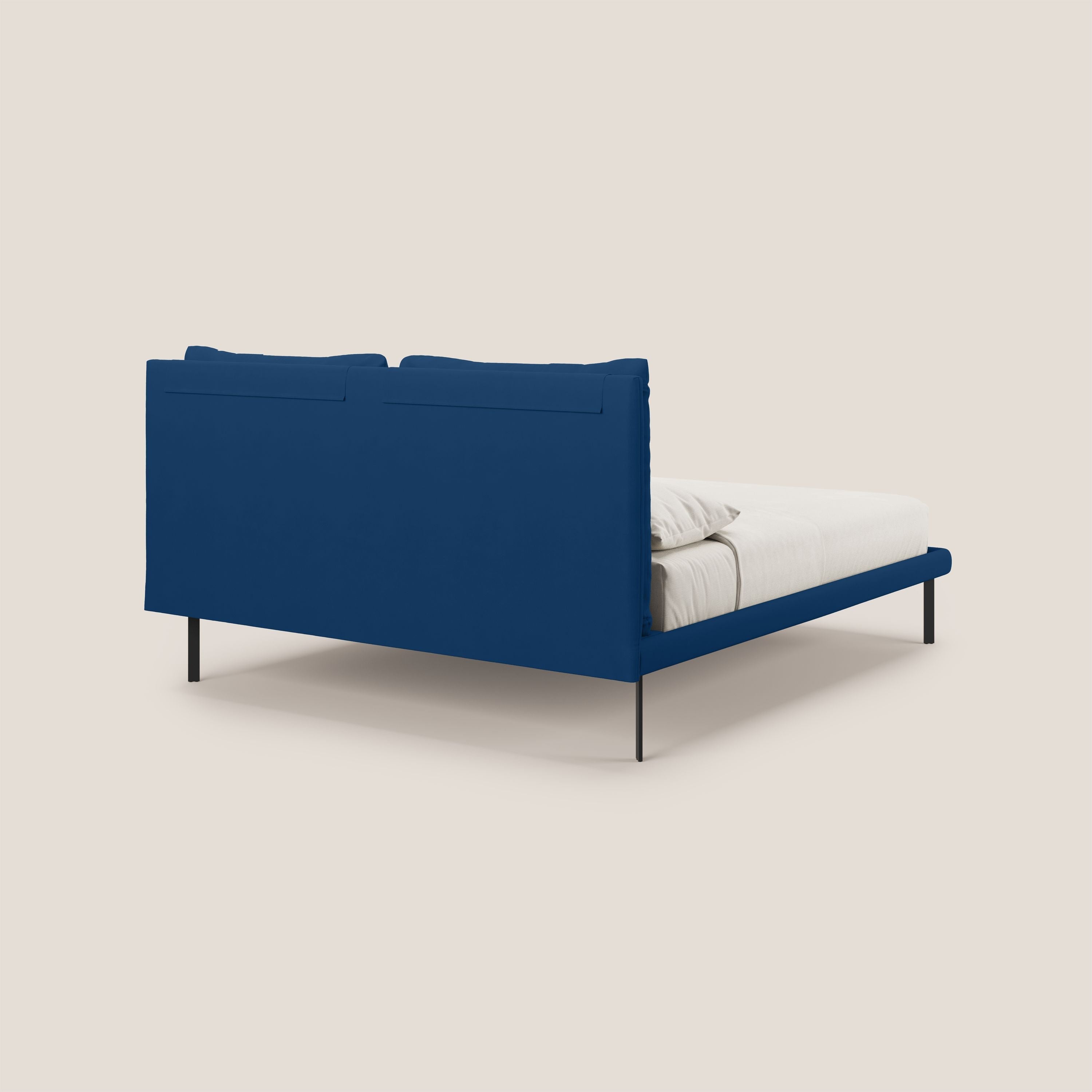 Giselle letto moderno con cuscini testata regolabili con tasche in microfibra impermeabile T11 blu - divani.store