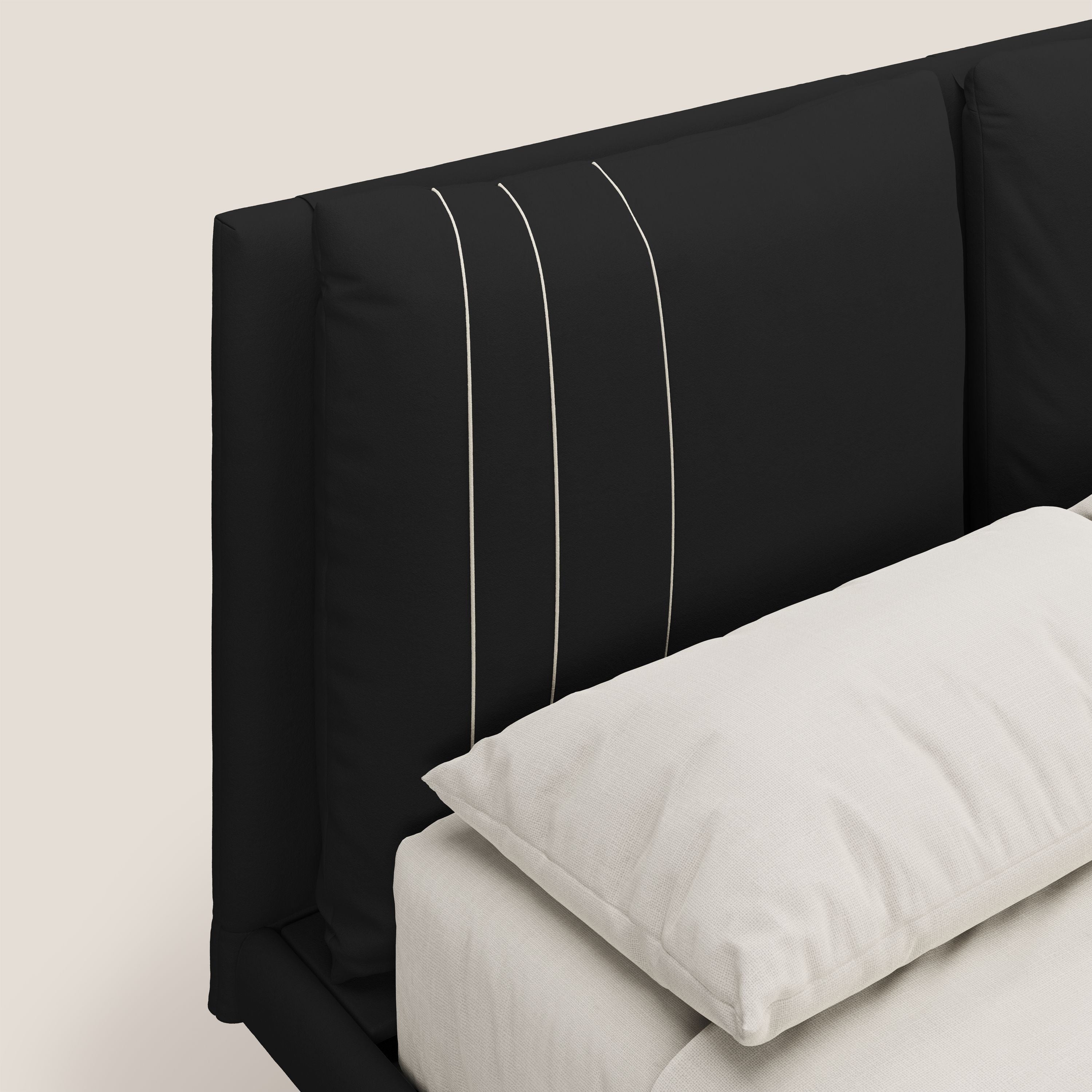 Giselle letto moderno con cuscini testata regolabili con tasche in microfibra impermeabile T11 nero - divani.store