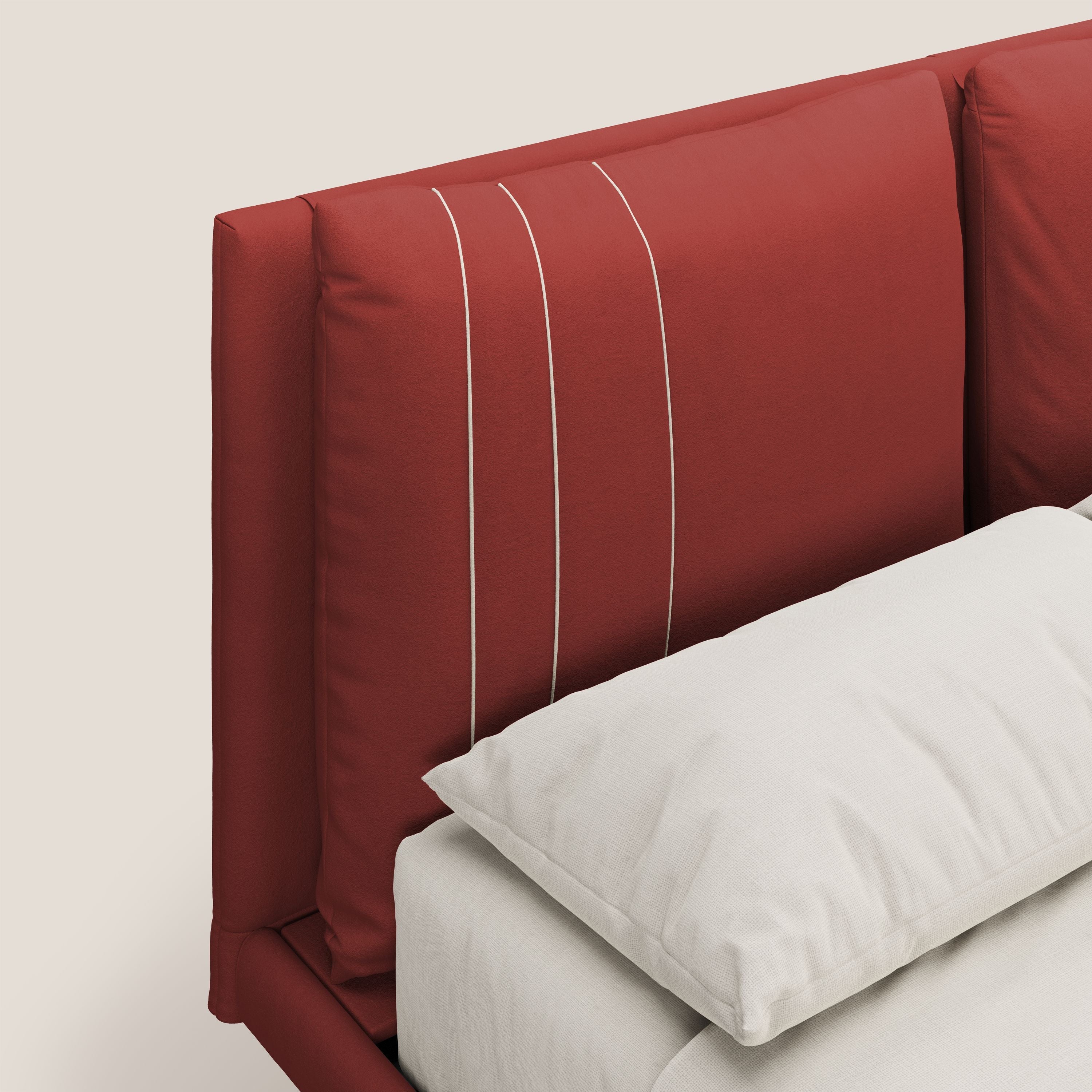 Giselle letto moderno con cuscini testata regolabili con tasche in microfibra impermeabile T11 rosso - divani.store