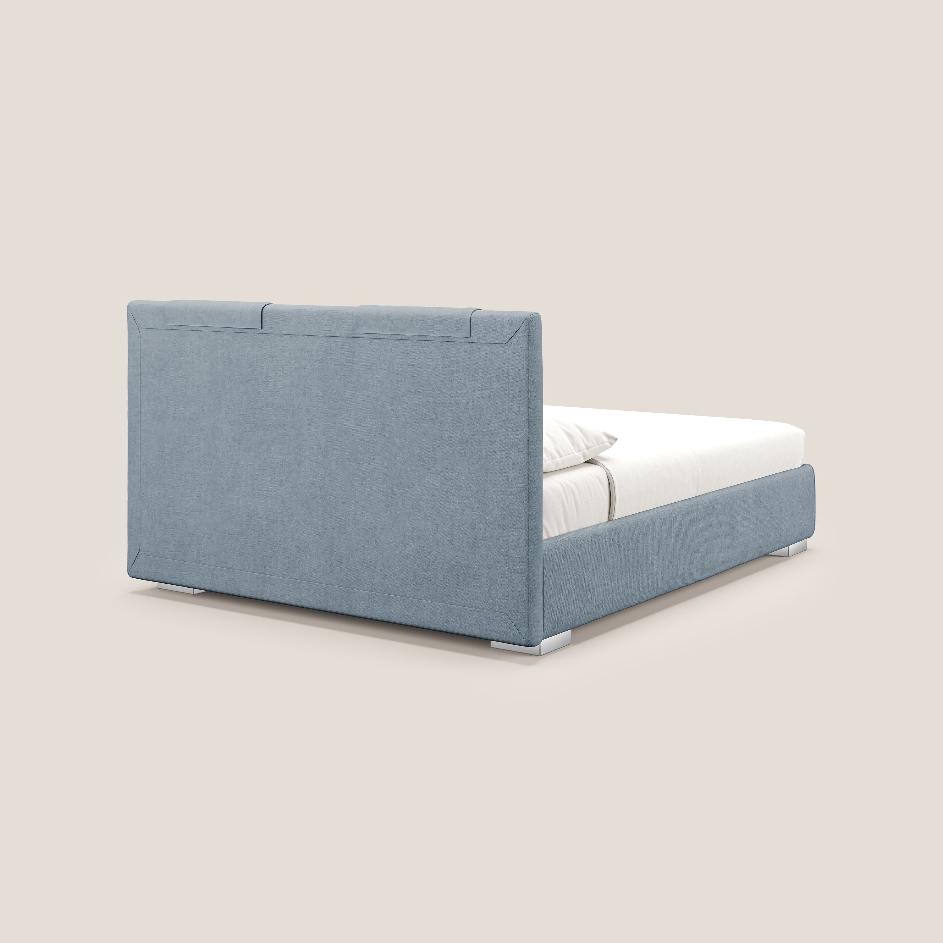 Horus letto imbottito contenitore e presa USB sulla testata in tessuto impermeabile T02 carta da zucchero - divani.store