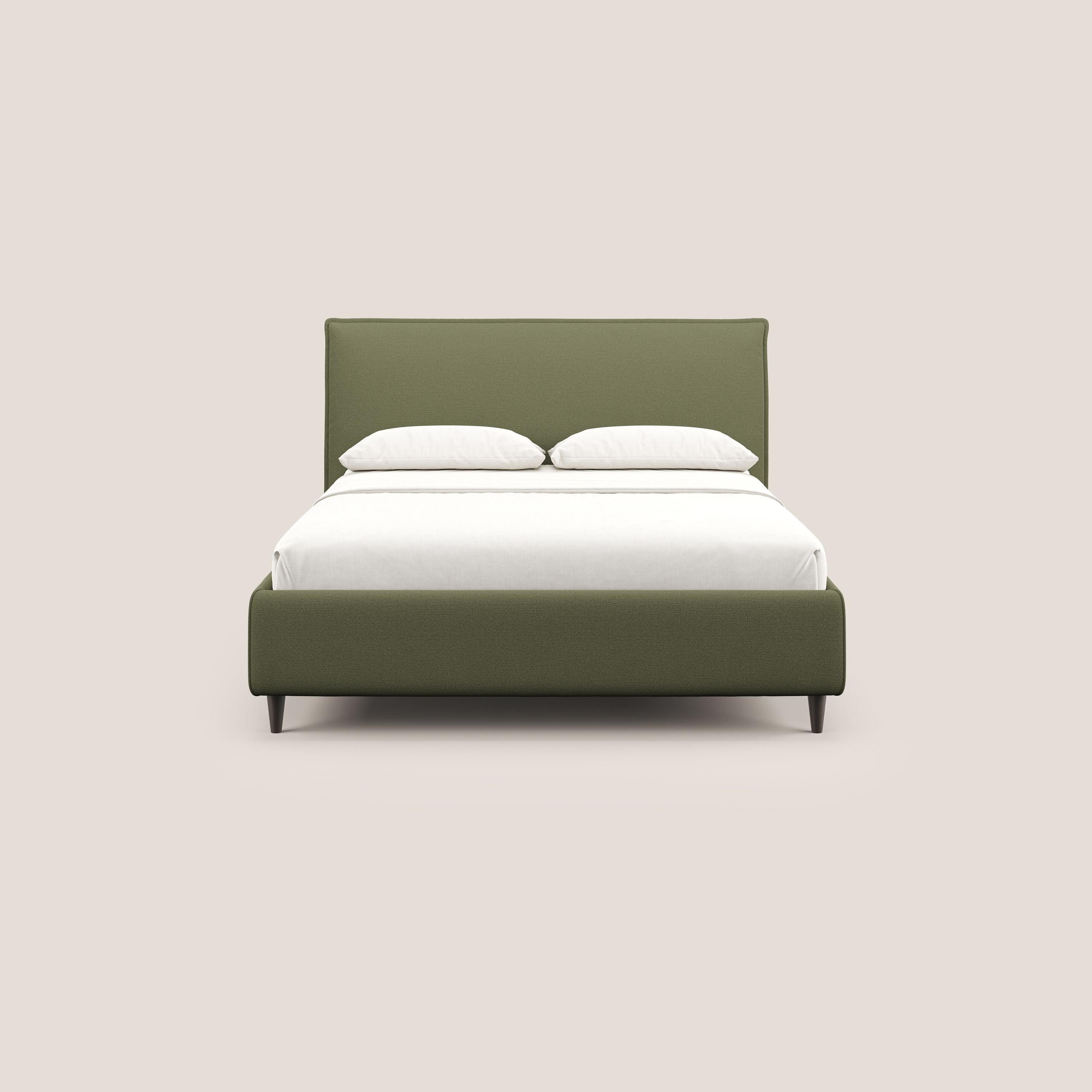 Hunter letto imbottito contenitore sfoderabile in tessuto impermeabile fiammato T19 verde - divani.store