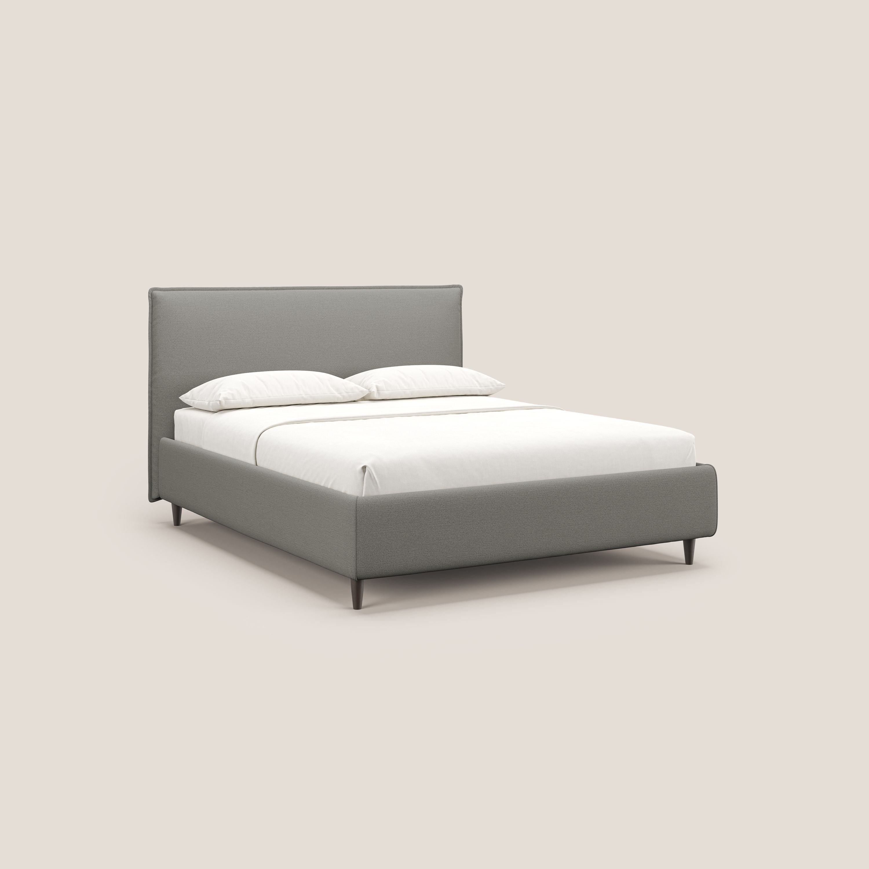 Hunter letto imbottito contenitore sfoderabile in tessuto impermeabile fiammato T19 beige - divani.store