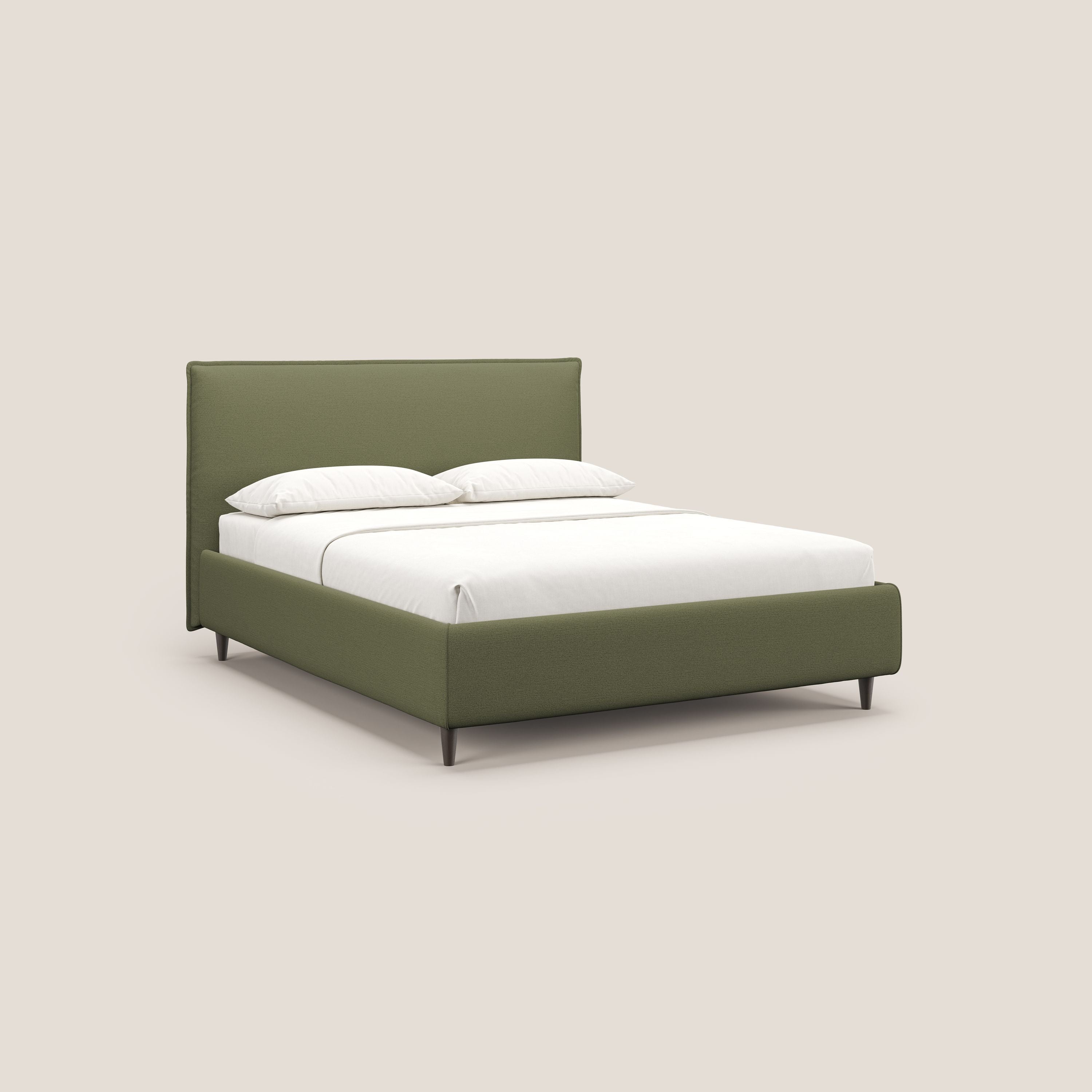 Hunter letto imbottito contenitore sfoderabile in tessuto impermeabile fiammato T19 verde - divani.store