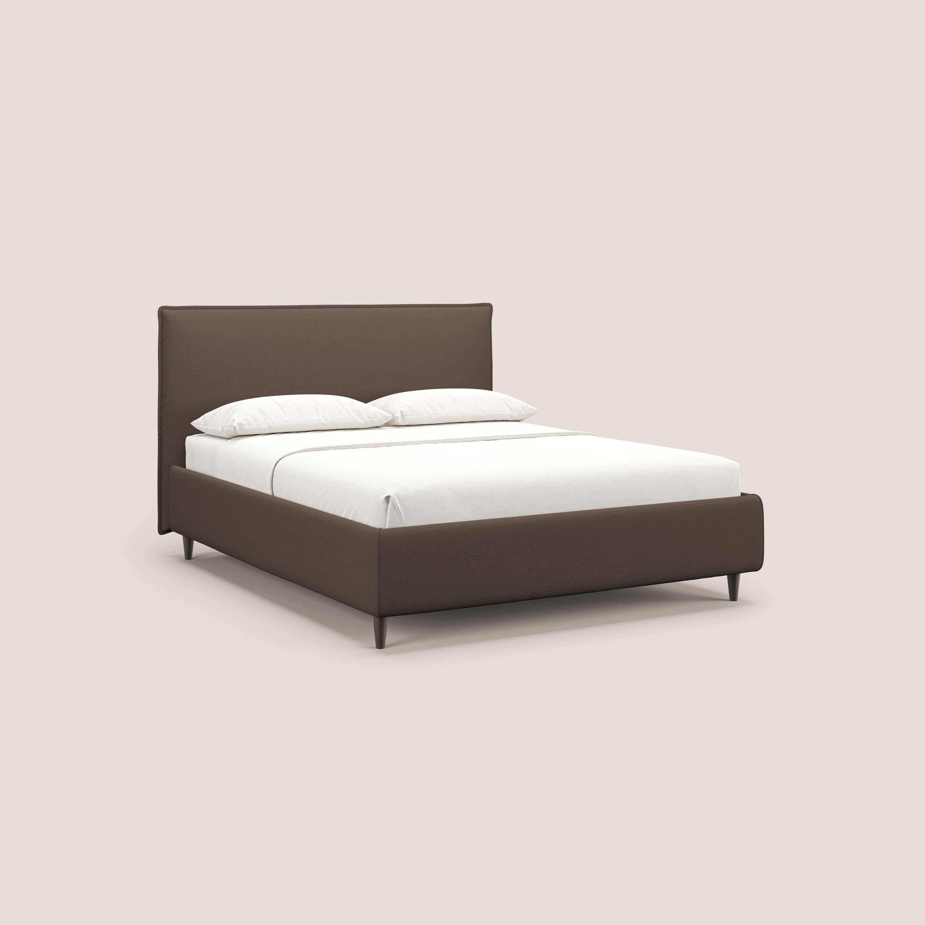 Hunter letto imbottito contenitore sfoderabile in tessuto impermeabile fiammato T19 marrone - divani.store