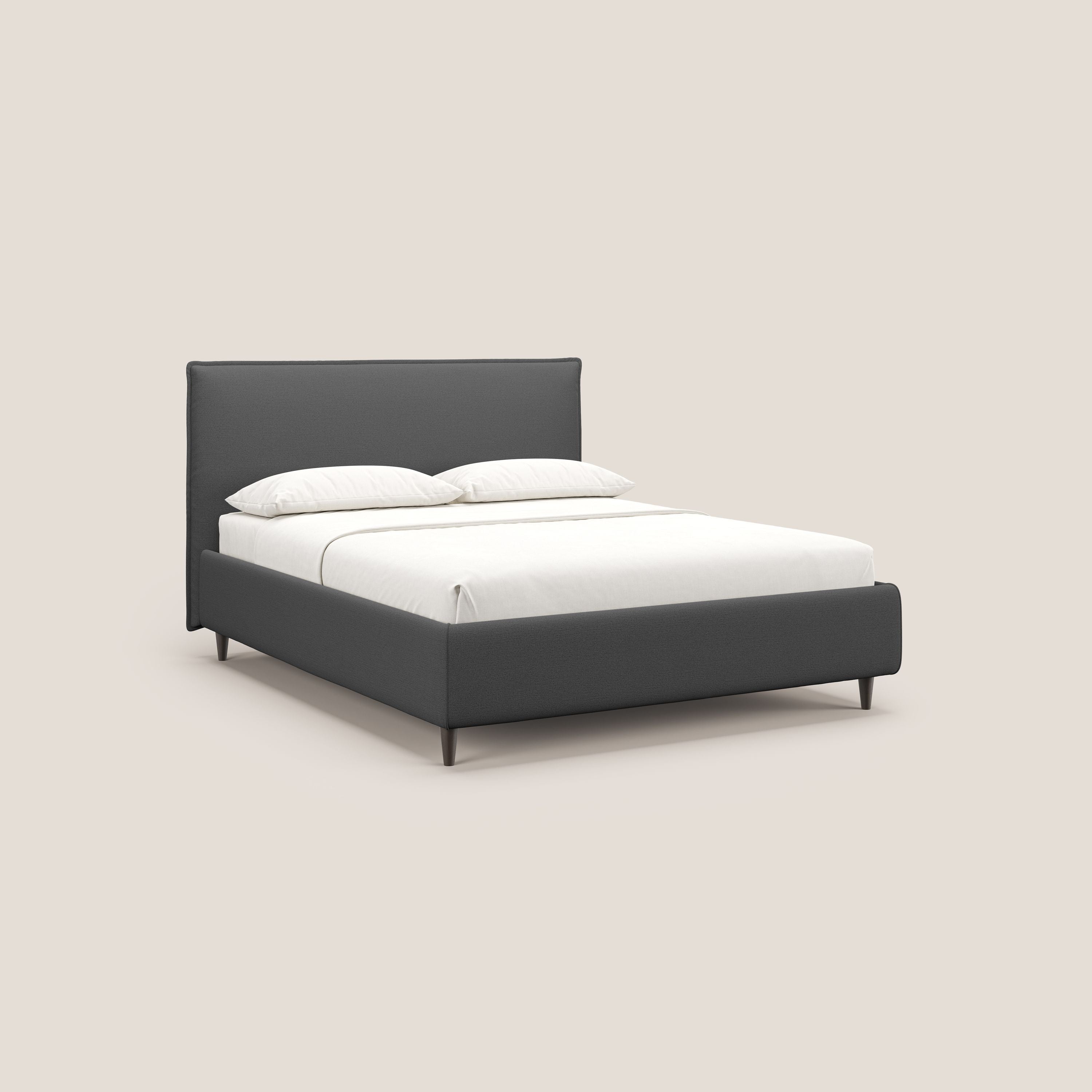 Hunter letto imbottito contenitore sfoderabile in tessuto impermeabile fiammato T19 antracite - divani.store