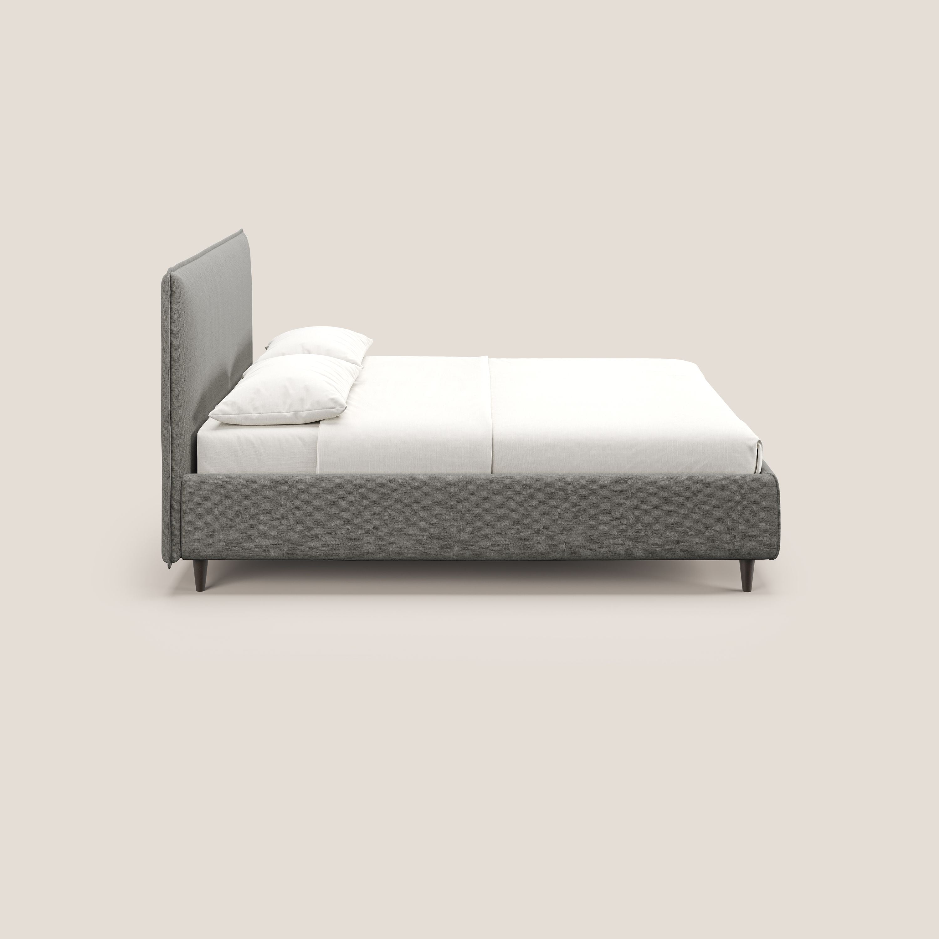 Hunter letto imbottito contenitore sfoderabile in tessuto impermeabile fiammato T19 beige - divani.store