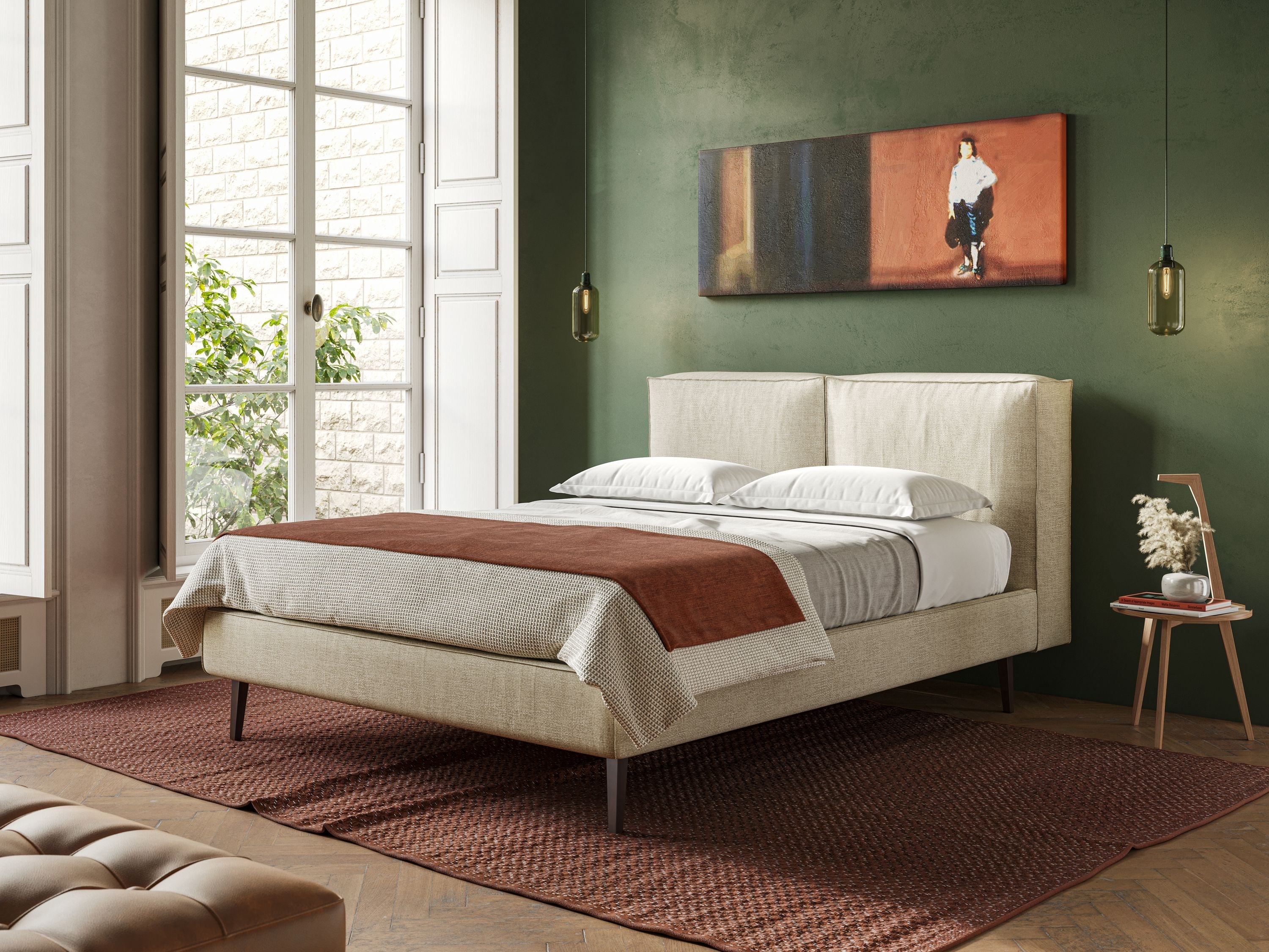 Isotta letto imbottito completamente sfoderabile in morbido tessuti impermeabile T10 beige - divani.store