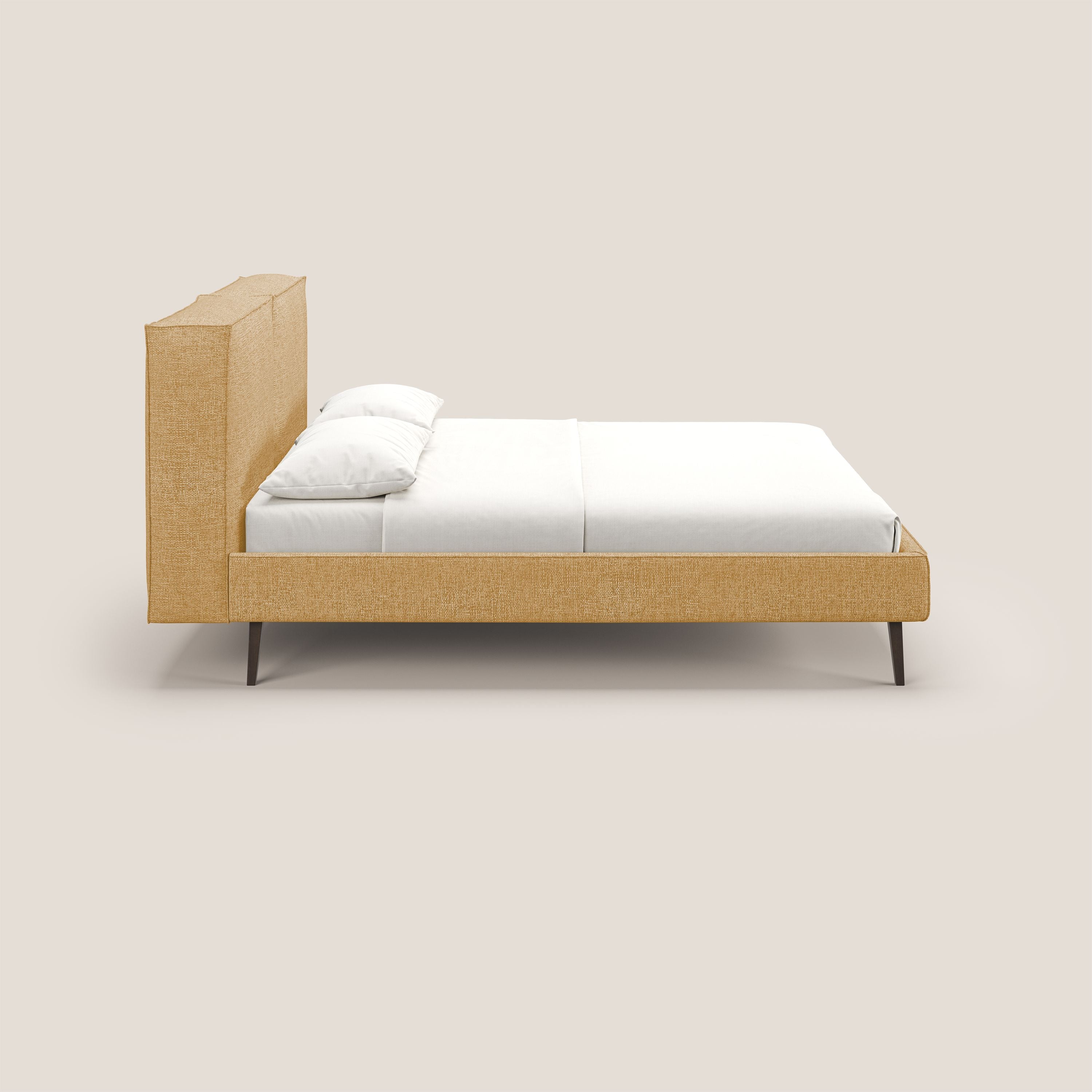 Isotta letto imbottito completamente sfoderabile in morbido tessuti impermeabile T10 giallo - divani.store