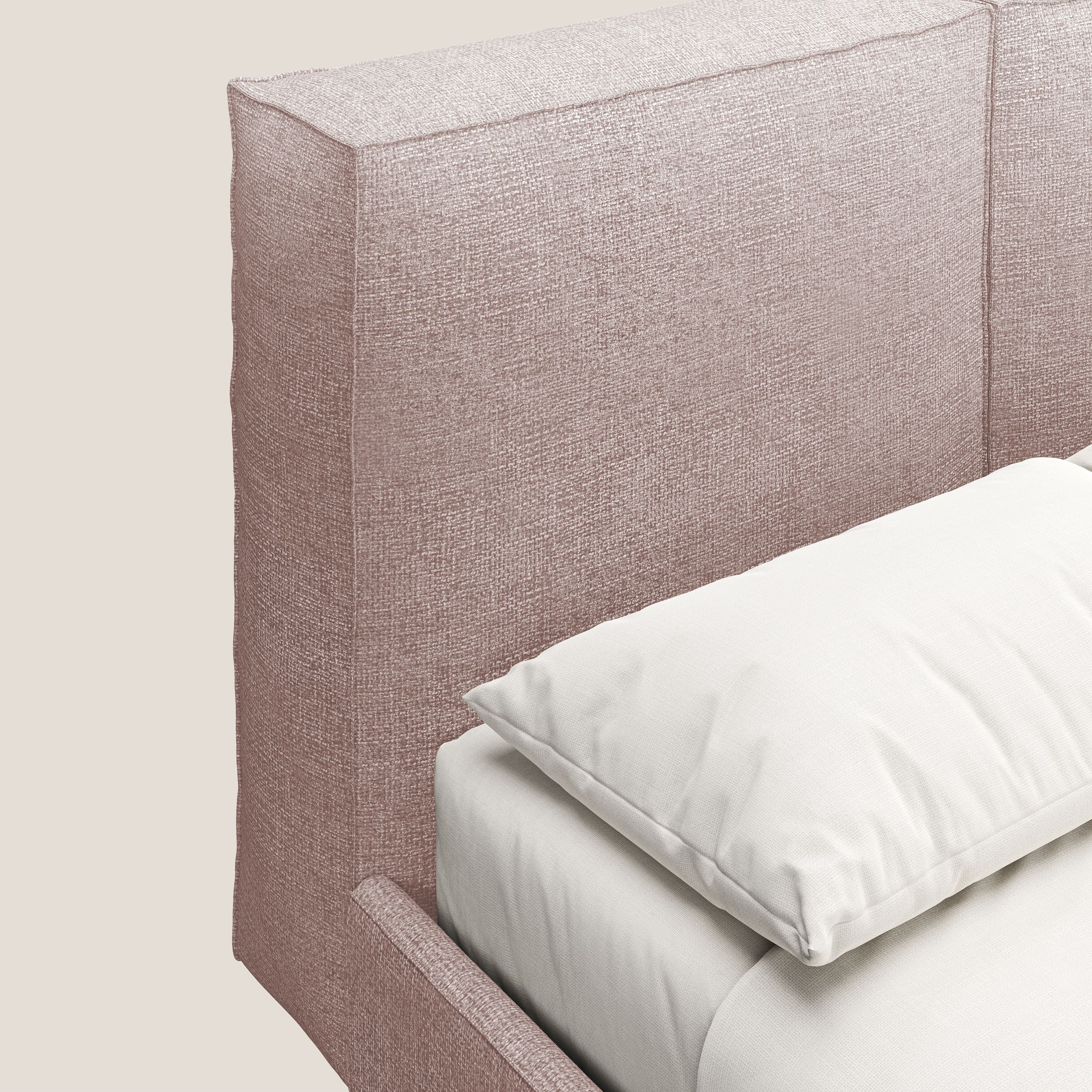 Isotta letto imbottito completamente sfoderabile in morbido tessuti impermeabile T10 rosa - divani.store