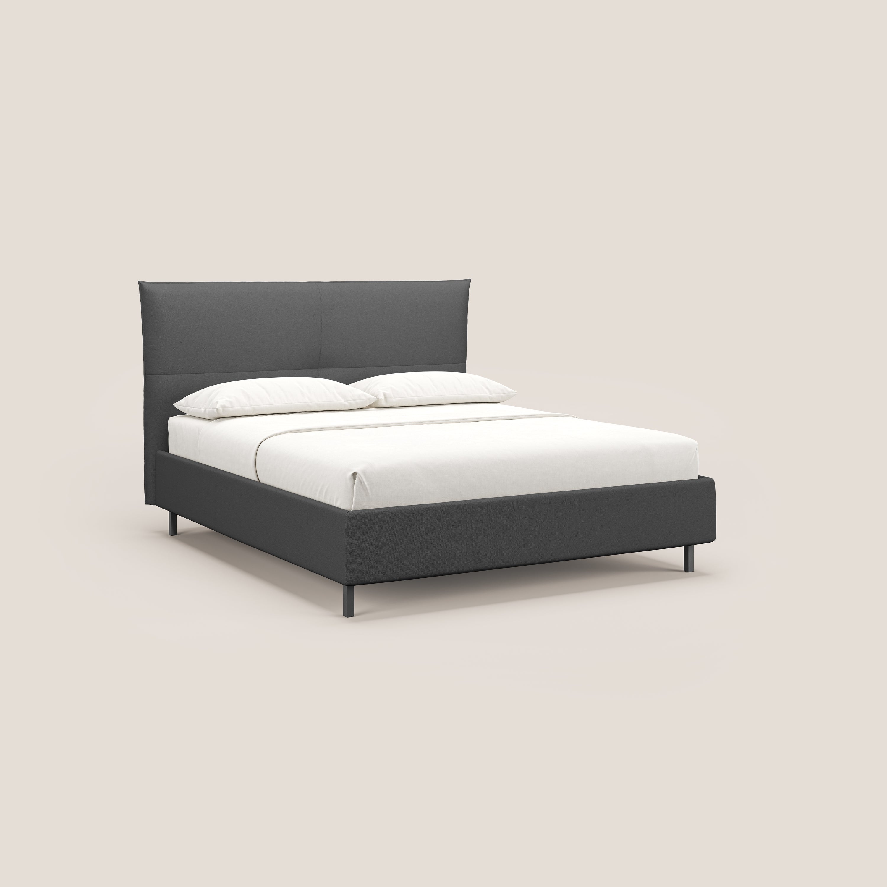 Izumi letto imbottito contenitore con piedi alti in tessuto smacchiabile T05 antracite - divani.store
