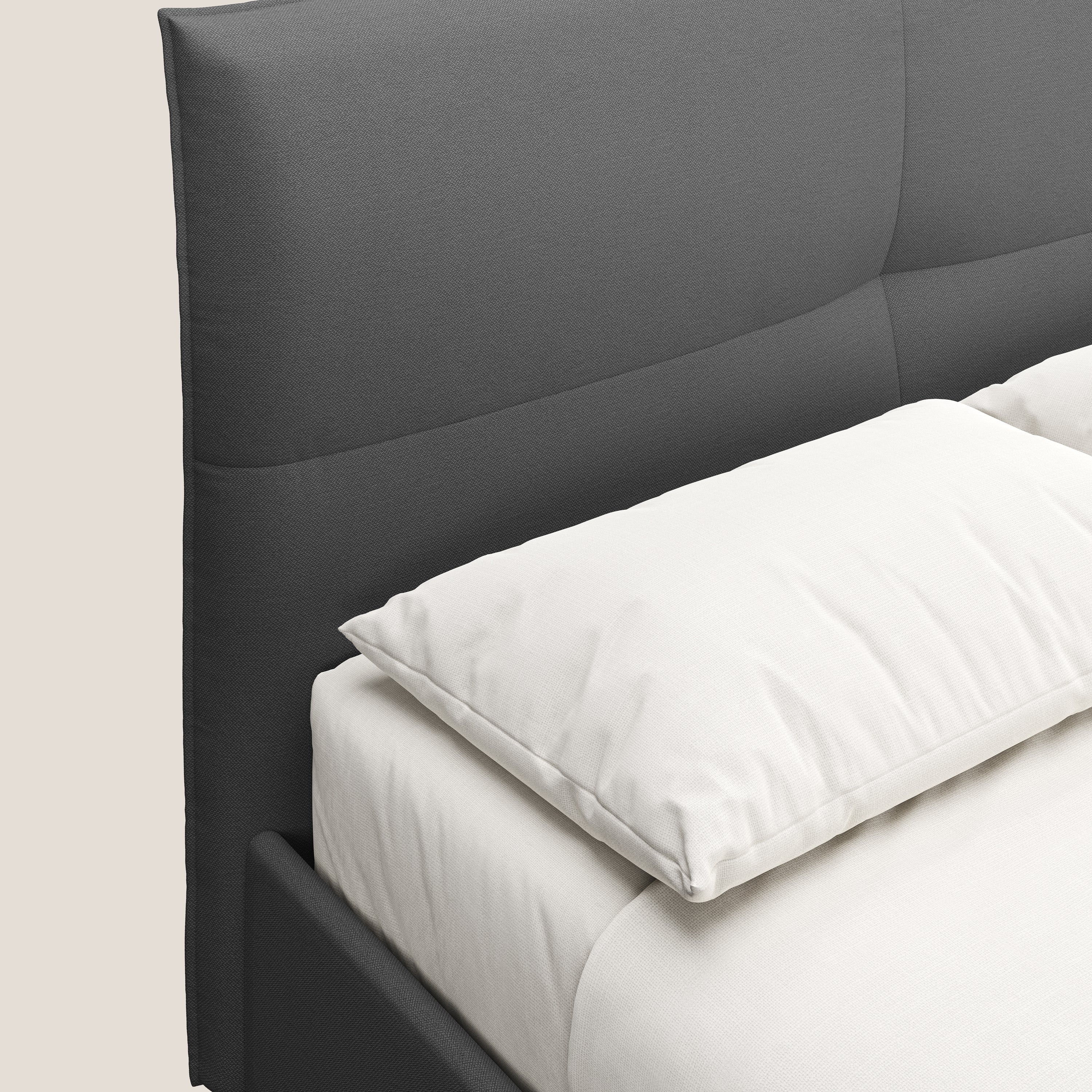 Izumi letto imbottito contenitore con piedi alti in tessuto smacchiabile T05 antracite - divani.store