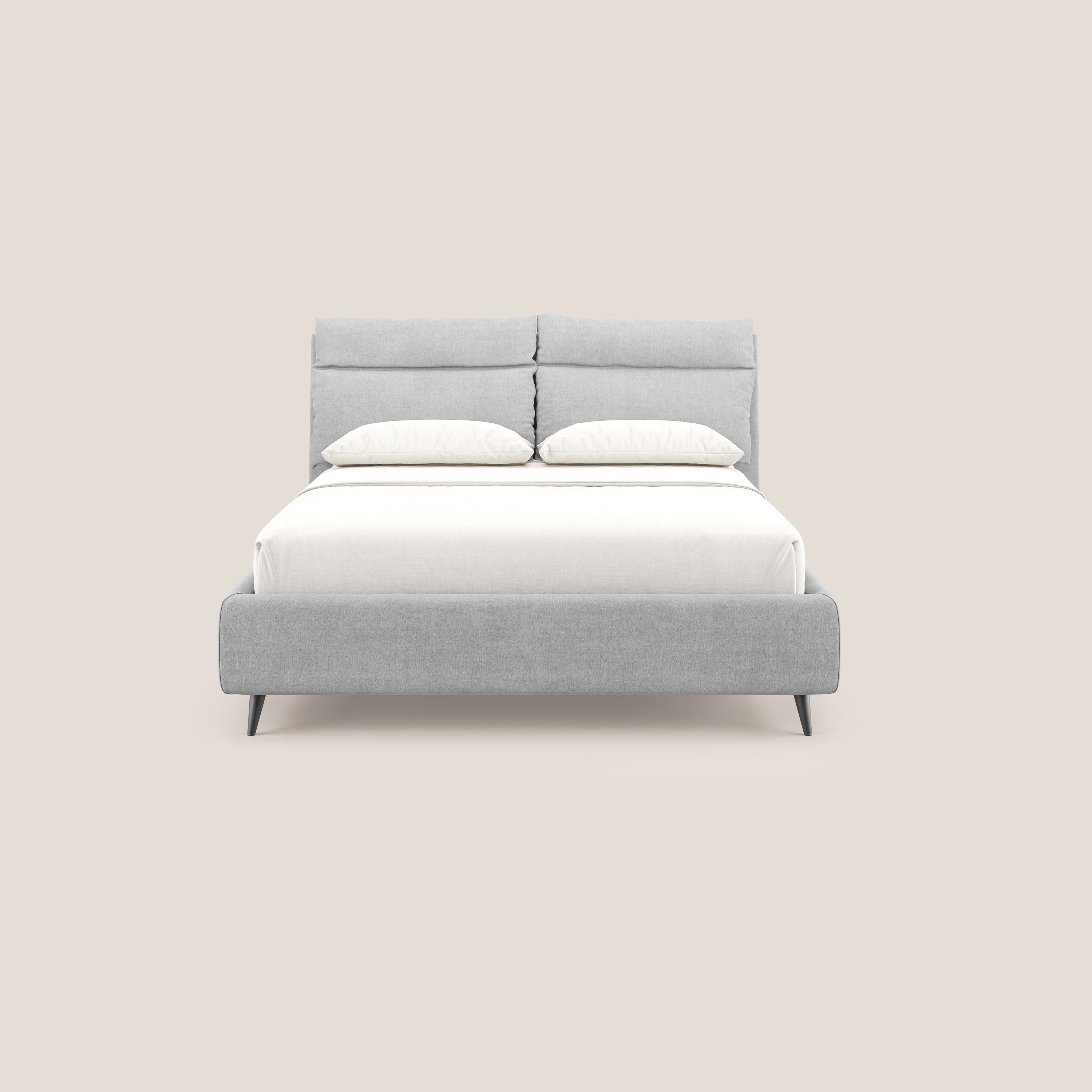 Jerry letto imbottito contenitore e cuscini reclinabili in tessuto smacchiabile T17 grigio - divani.store