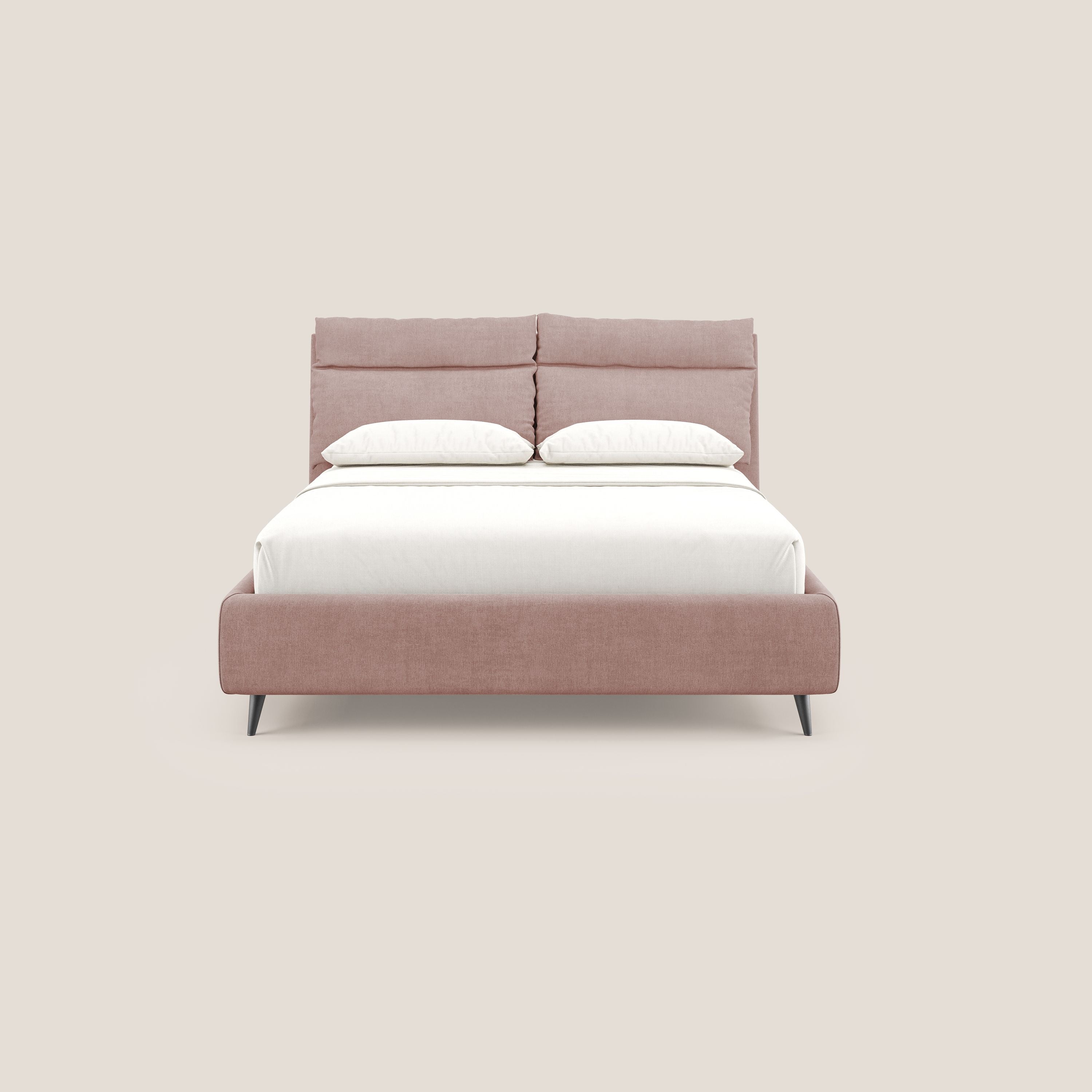 Jerry letto imbottito contenitore e cuscini reclinabili in tessuto smacchiabile T17 rosa - divani.store