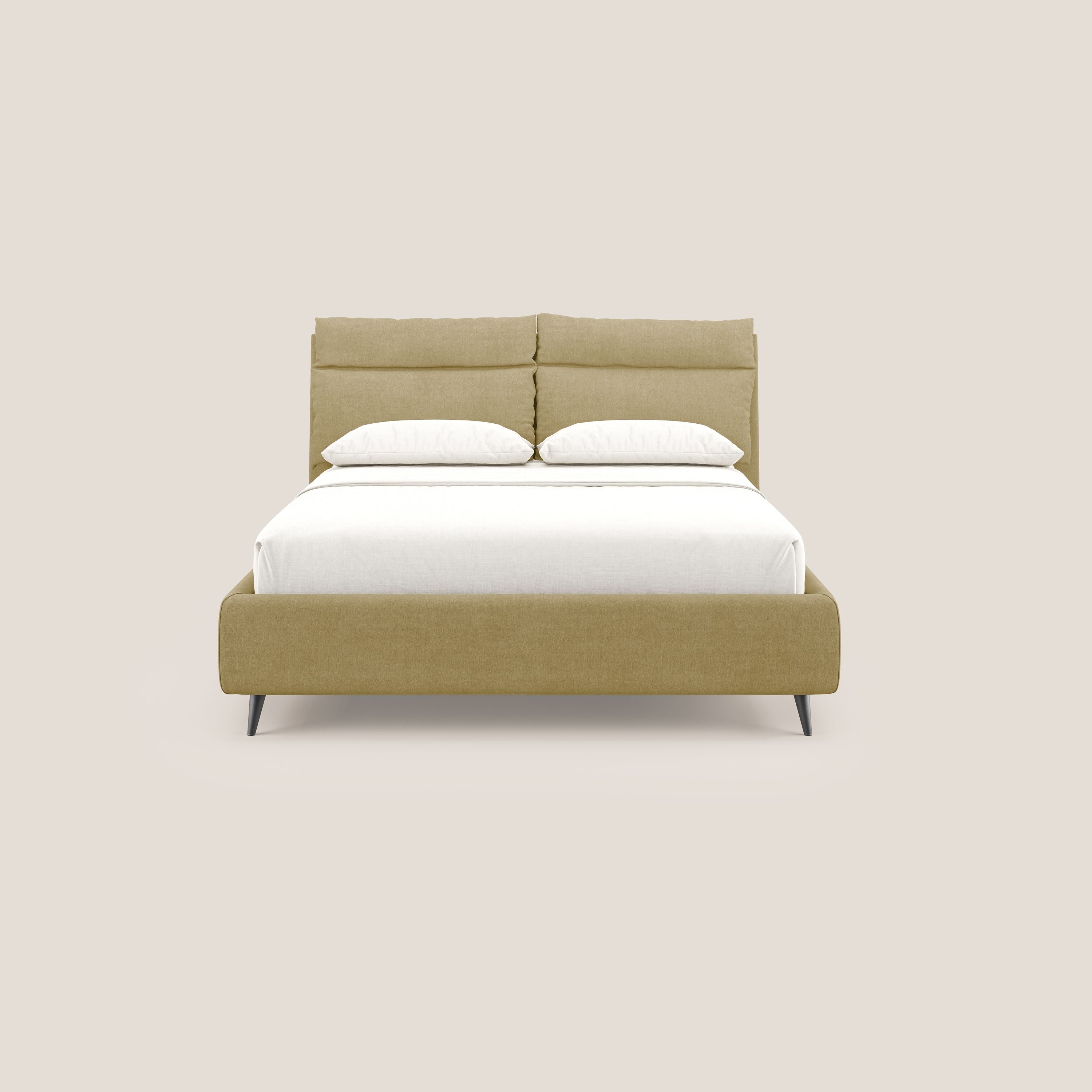 Jerry letto imbottito contenitore e cuscini reclinabili in tessuto smacchiabile T17 giallo - divani.store