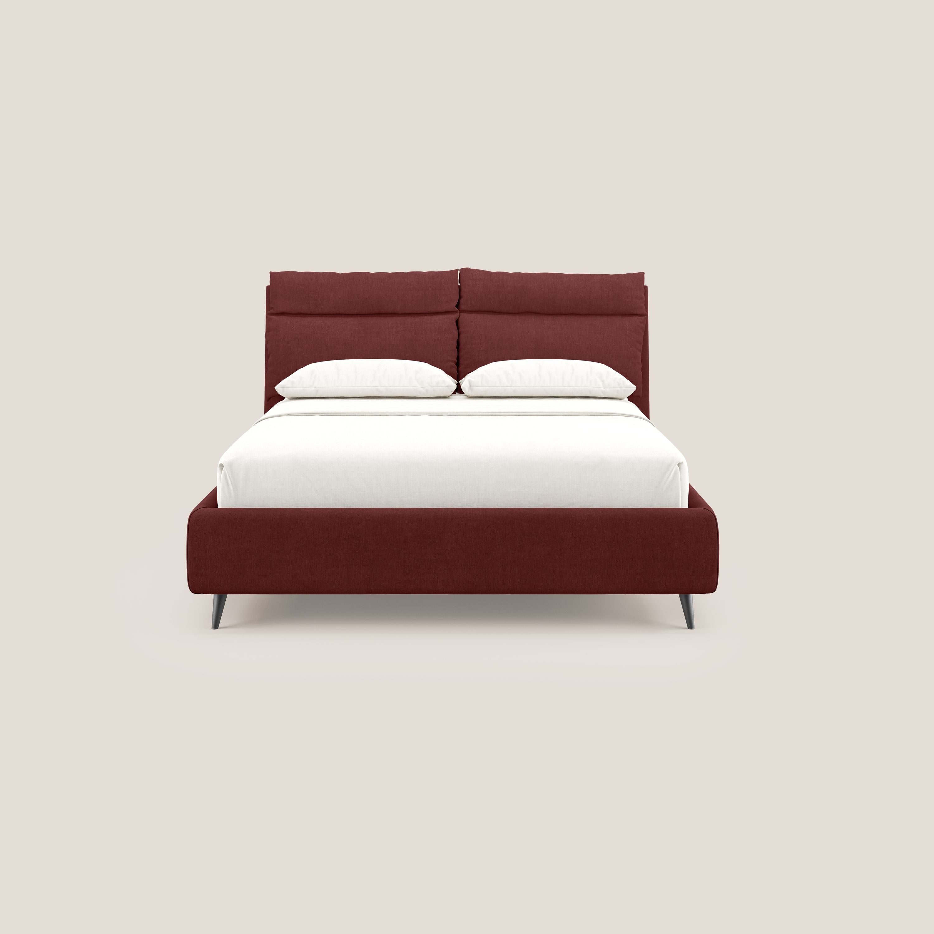 Jerry letto imbottito contenitore e cuscini reclinabili in tessuto smacchiabile T17 rosso - divani.store