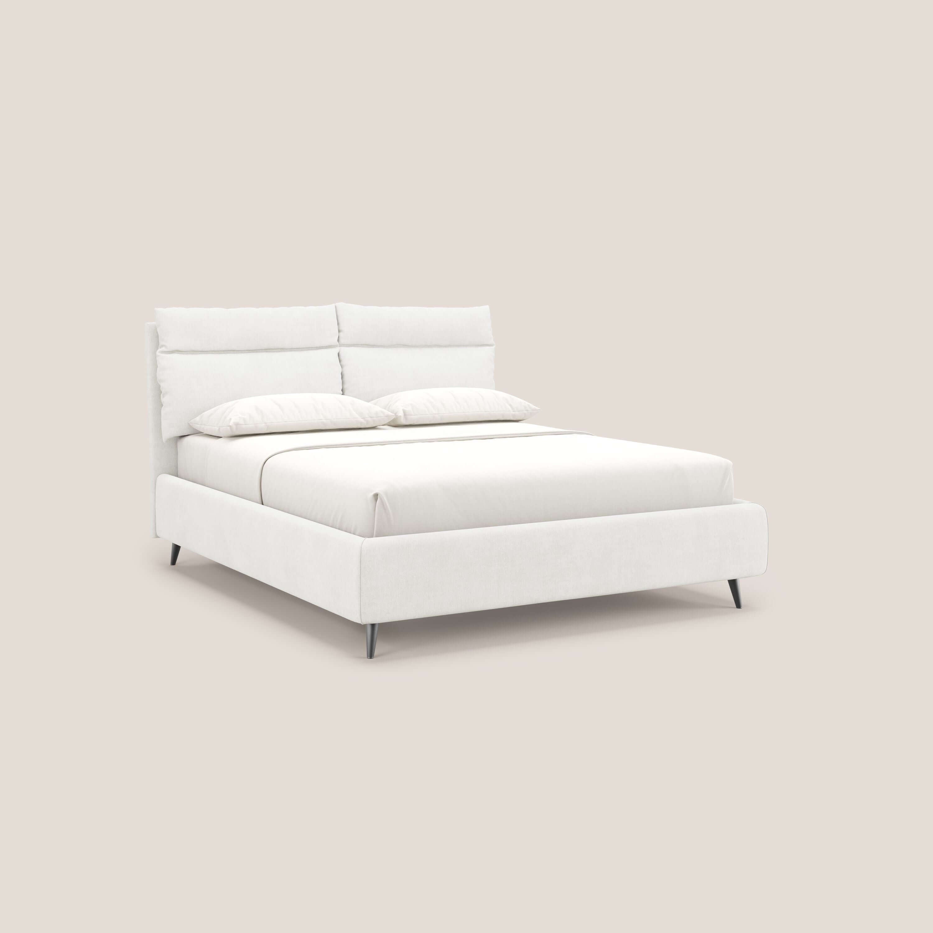 Jerry letto imbottito contenitore e cuscini reclinabili in tessuto smacchiabile T17 bianco - divani.store