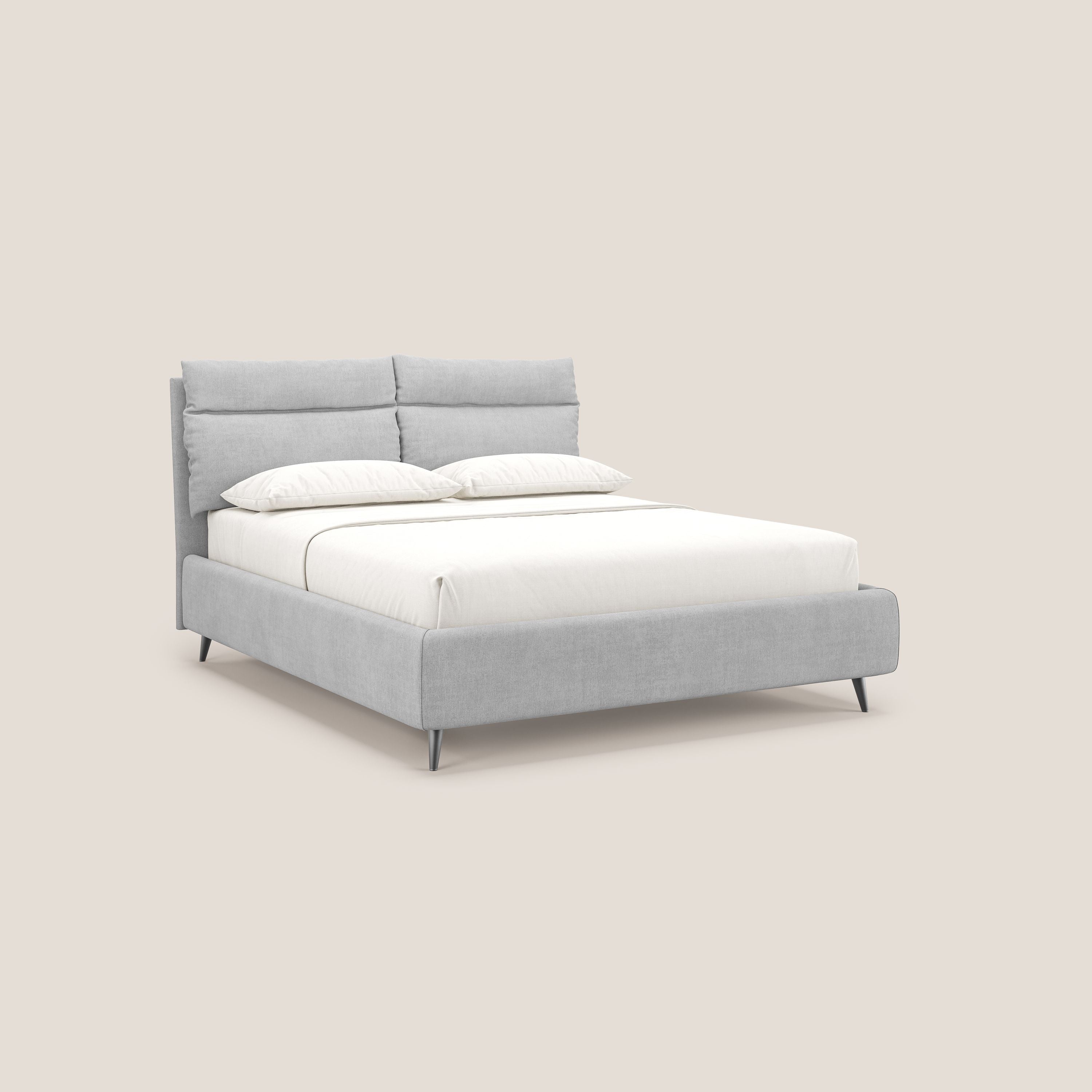 Jerry letto imbottito contenitore e cuscini reclinabili in tessuto smacchiabile T17 grigio - divani.store