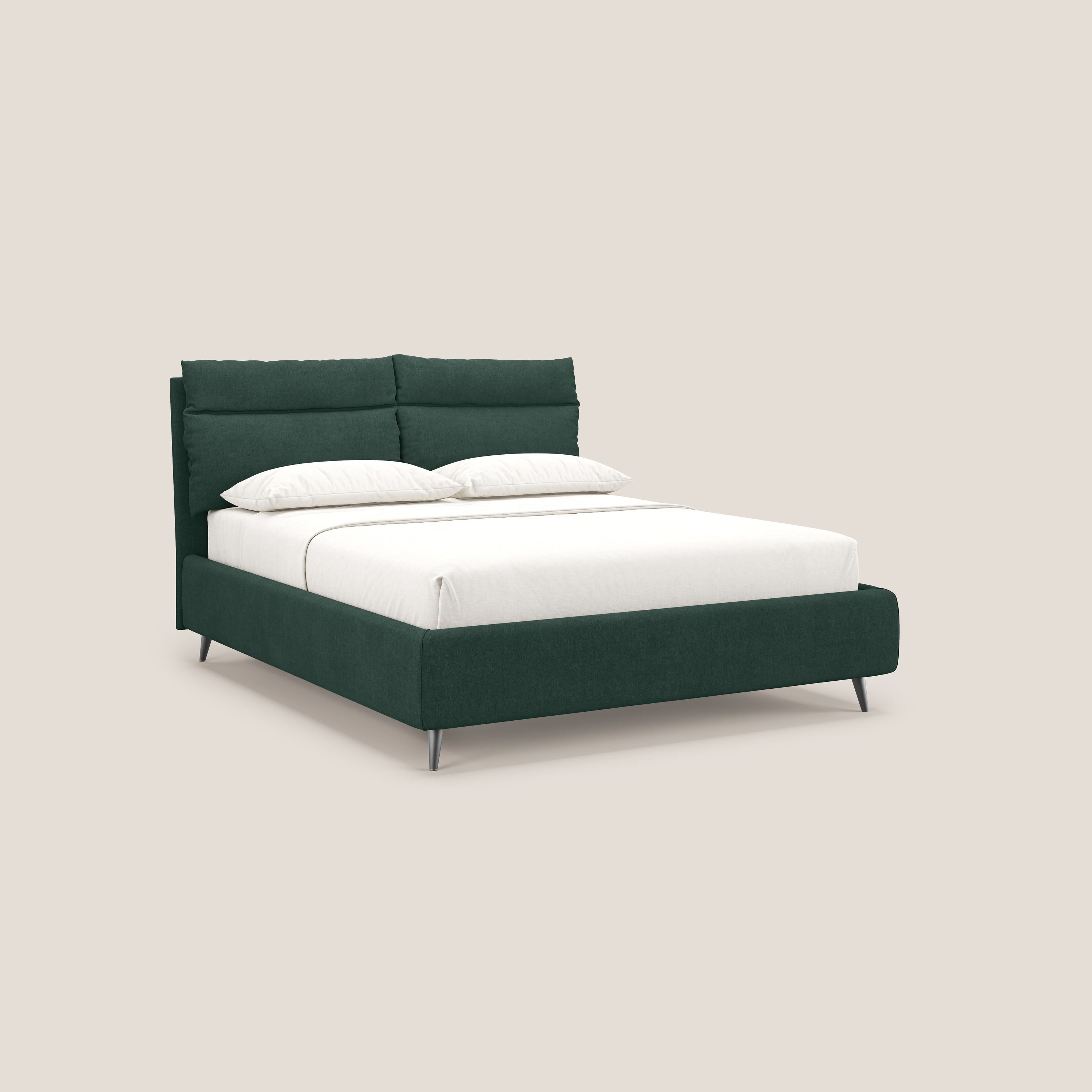 Jerry letto imbottito contenitore e cuscini reclinabili in tessuto smacchiabile T17 verde - divani.store