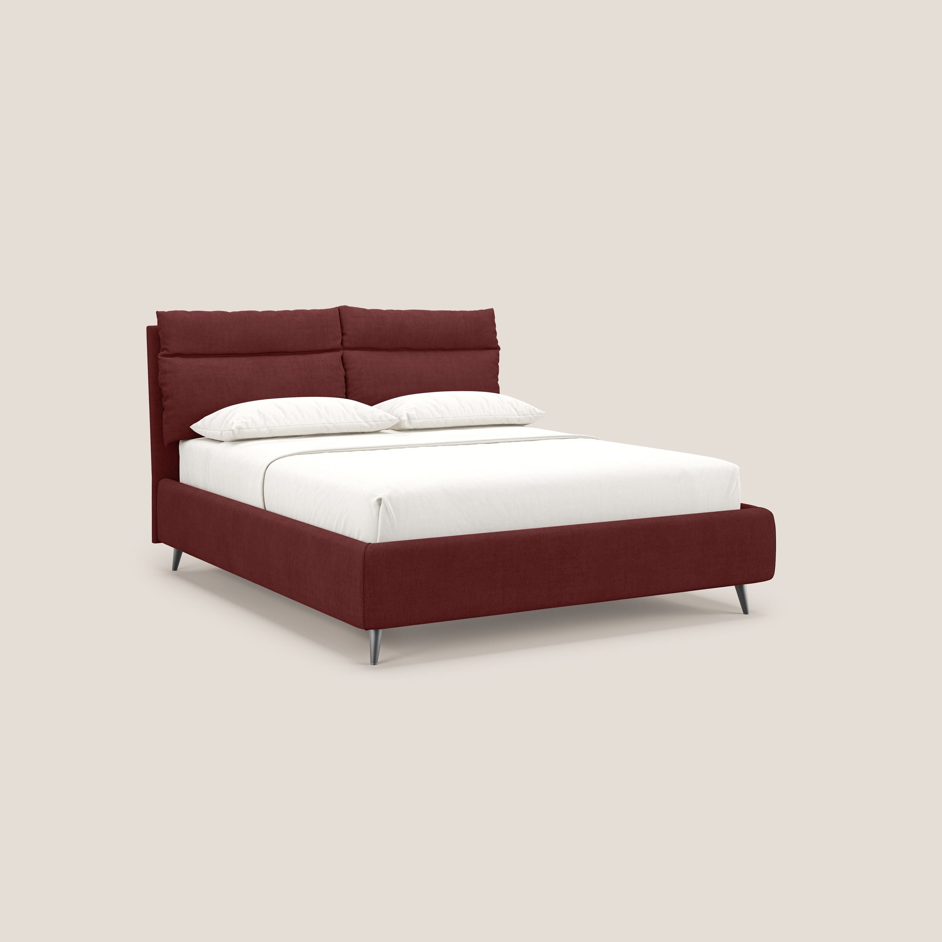 Jerry letto imbottito contenitore e cuscini reclinabili in tessuto smacchiabile T17 rosso - divani.store