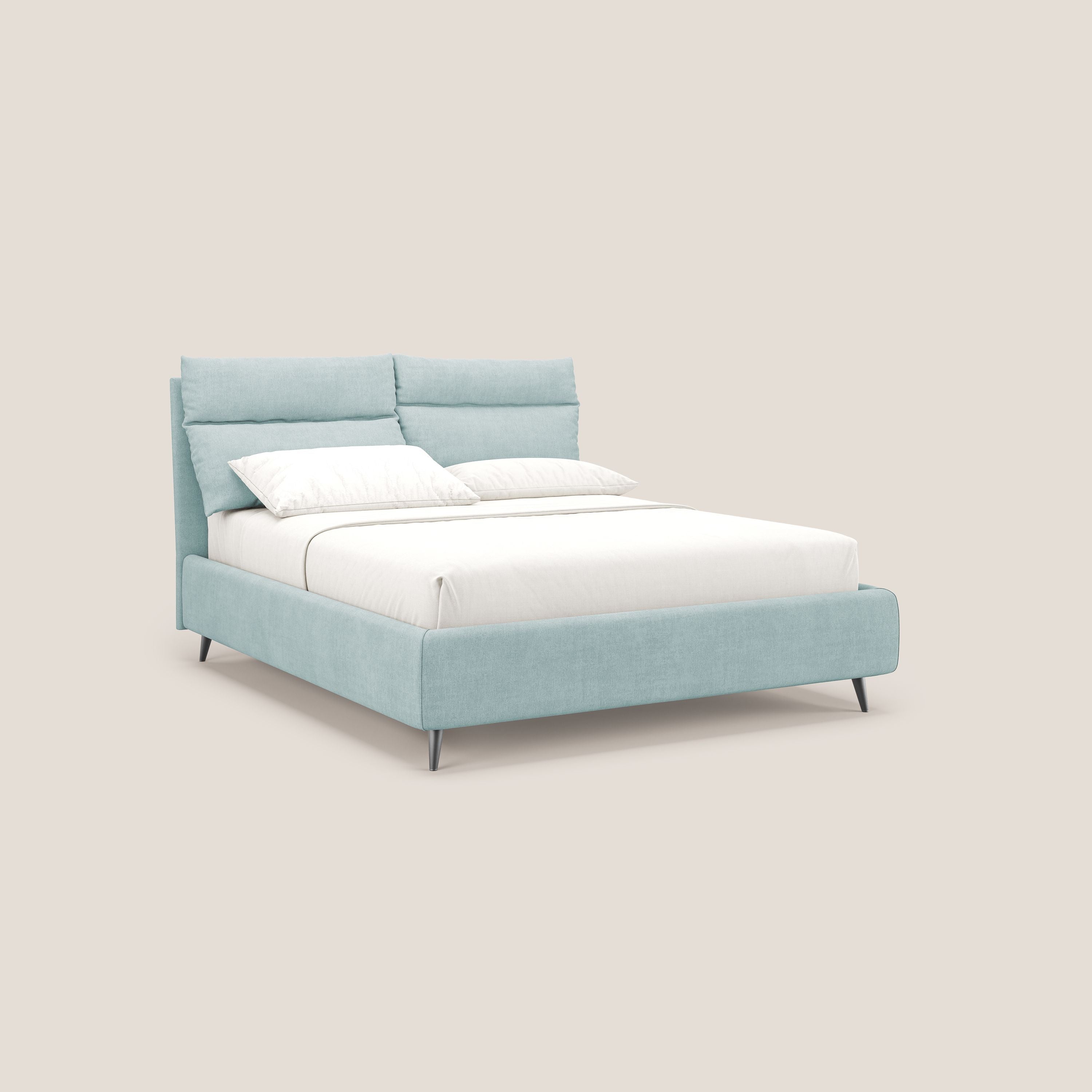 Jerry letto imbottito contenitore e cuscini reclinabili in tessuto smacchiabile T17 verde acqua - divani.store