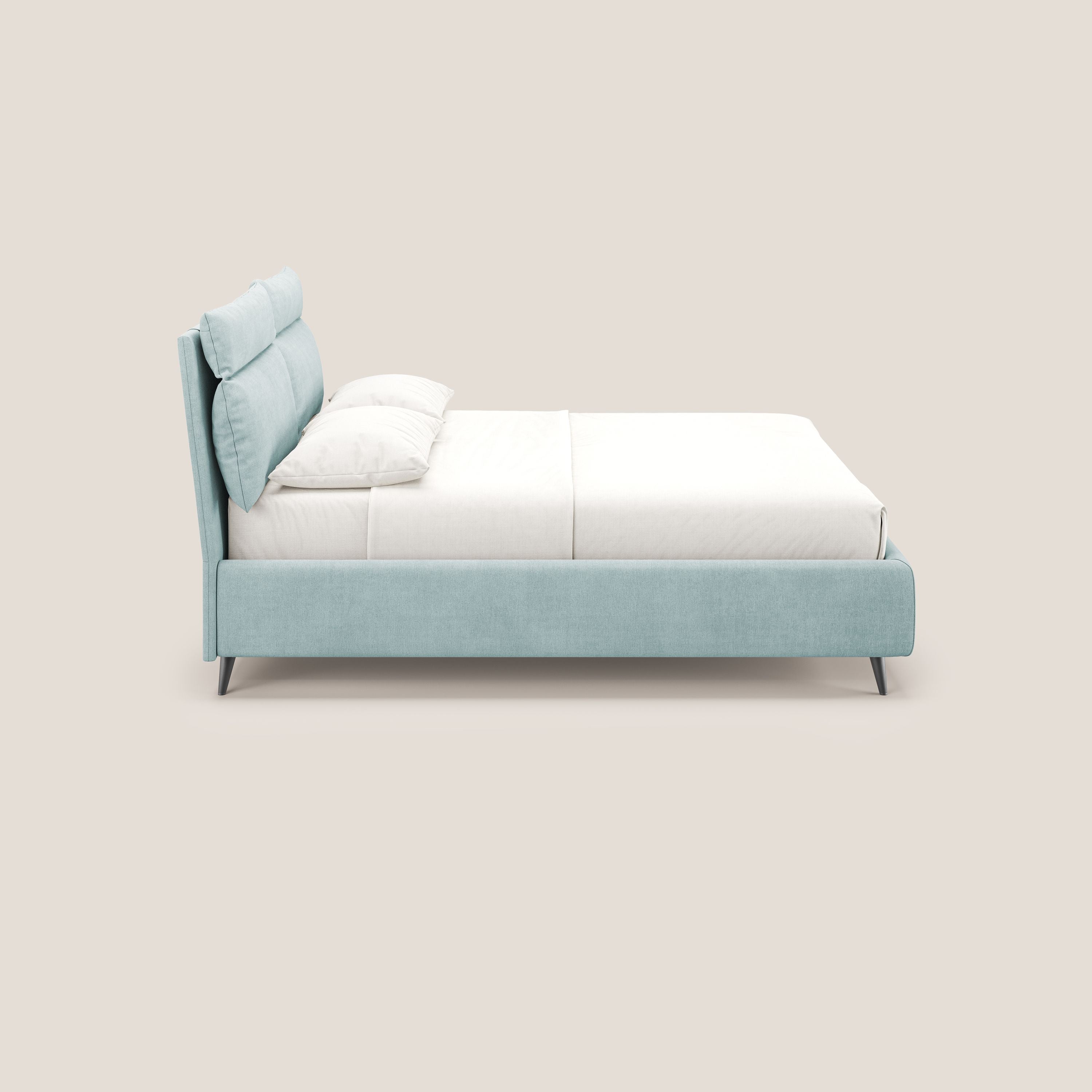 Jerry letto imbottito contenitore e cuscini reclinabili in tessuto smacchiabile T17 verde acqua - divani.store