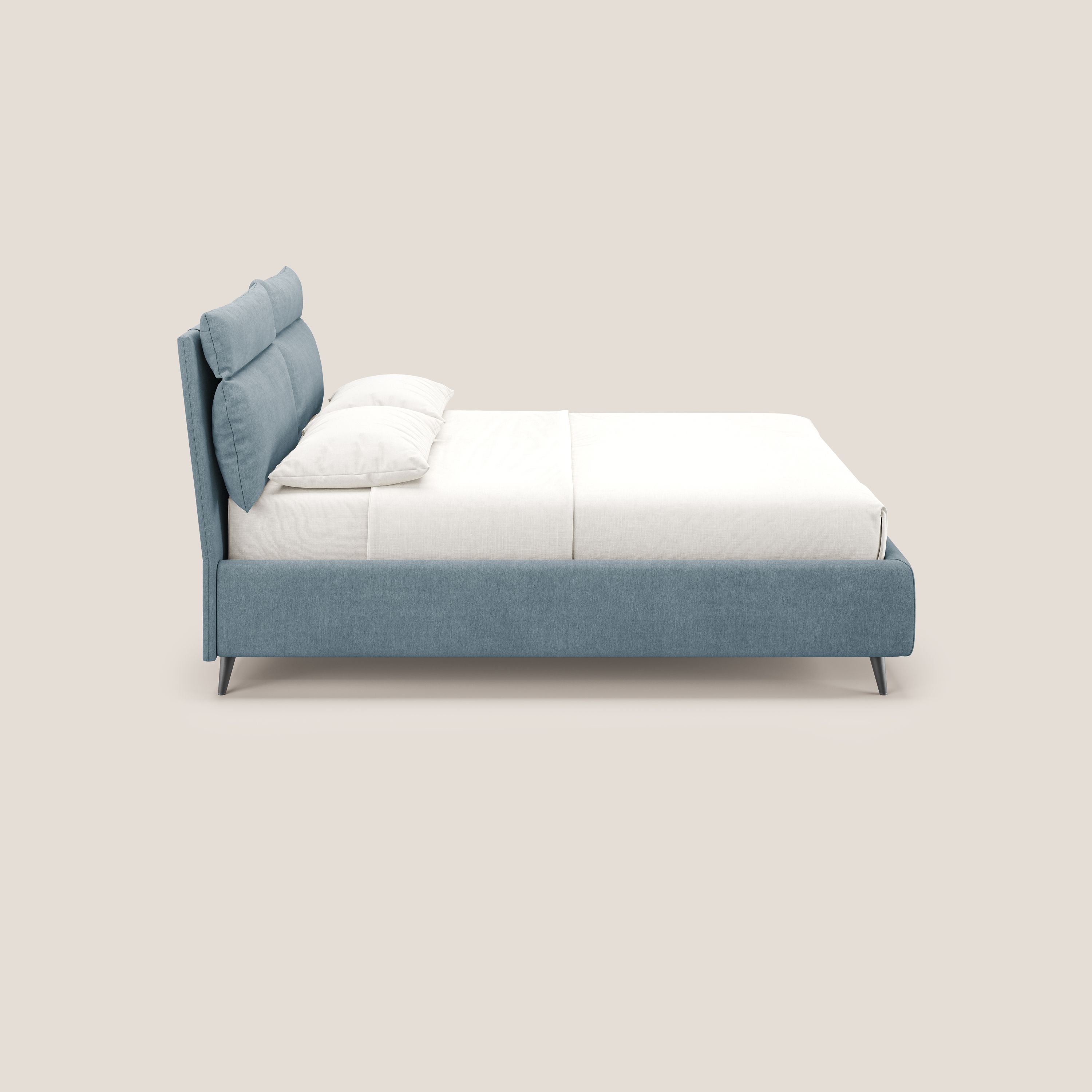 Jerry letto imbottito contenitore e cuscini reclinabili in tessuto smacchiabile T17 carta da zucchero - divani.store