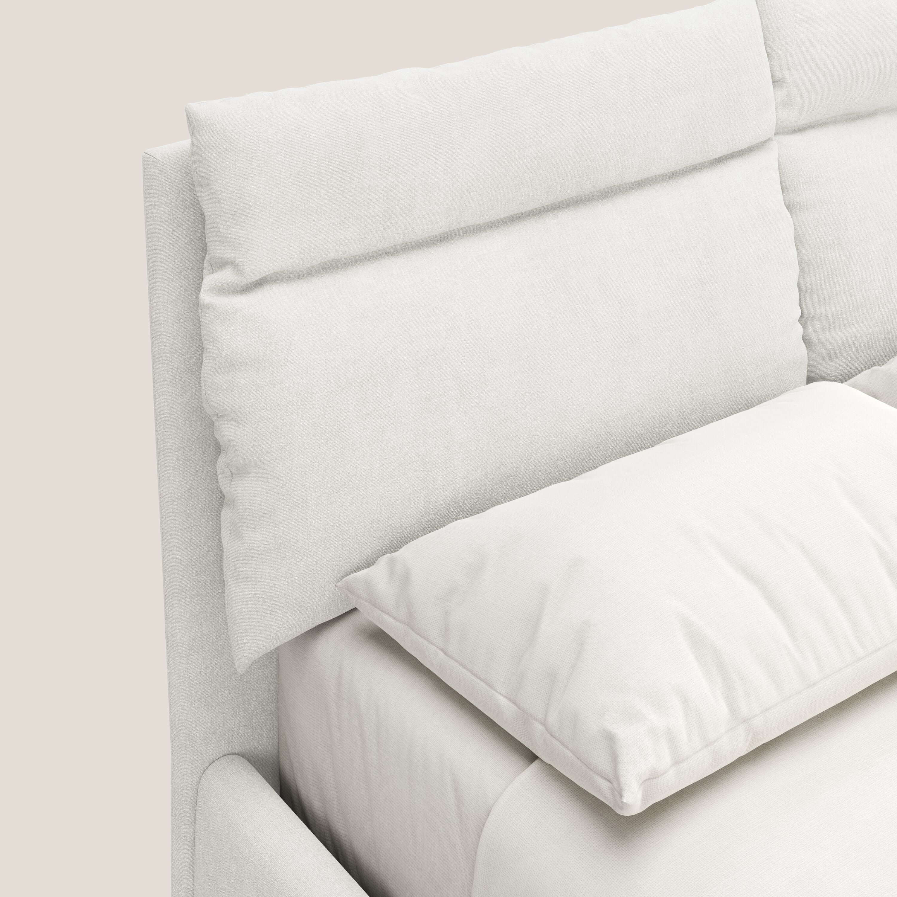 Jerry letto imbottito contenitore e cuscini reclinabili in tessuto smacchiabile T17 bianco - divani.store