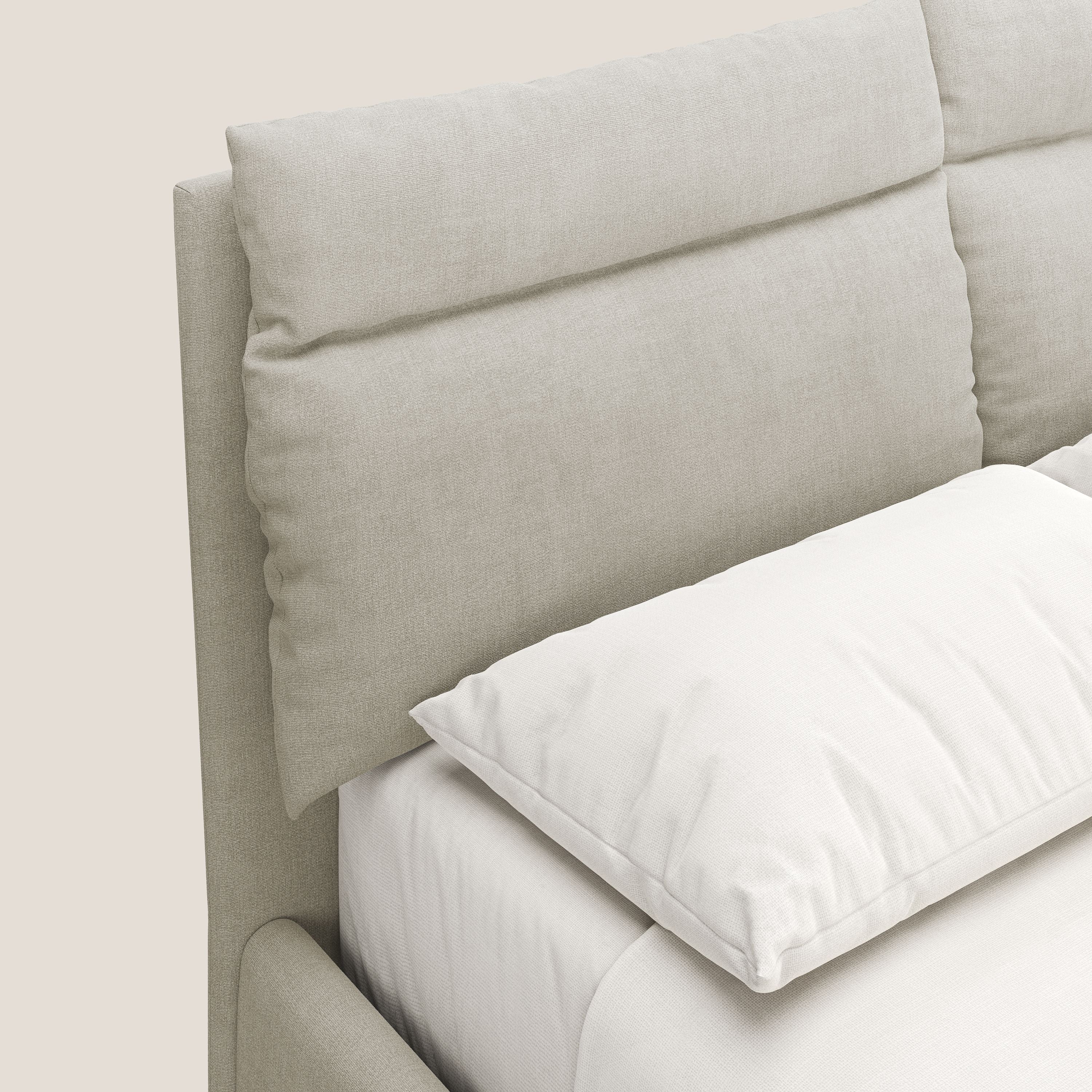 Jerry letto imbottito contenitore e cuscini reclinabili in tessuto smacchiabile T17 panna - divani.store