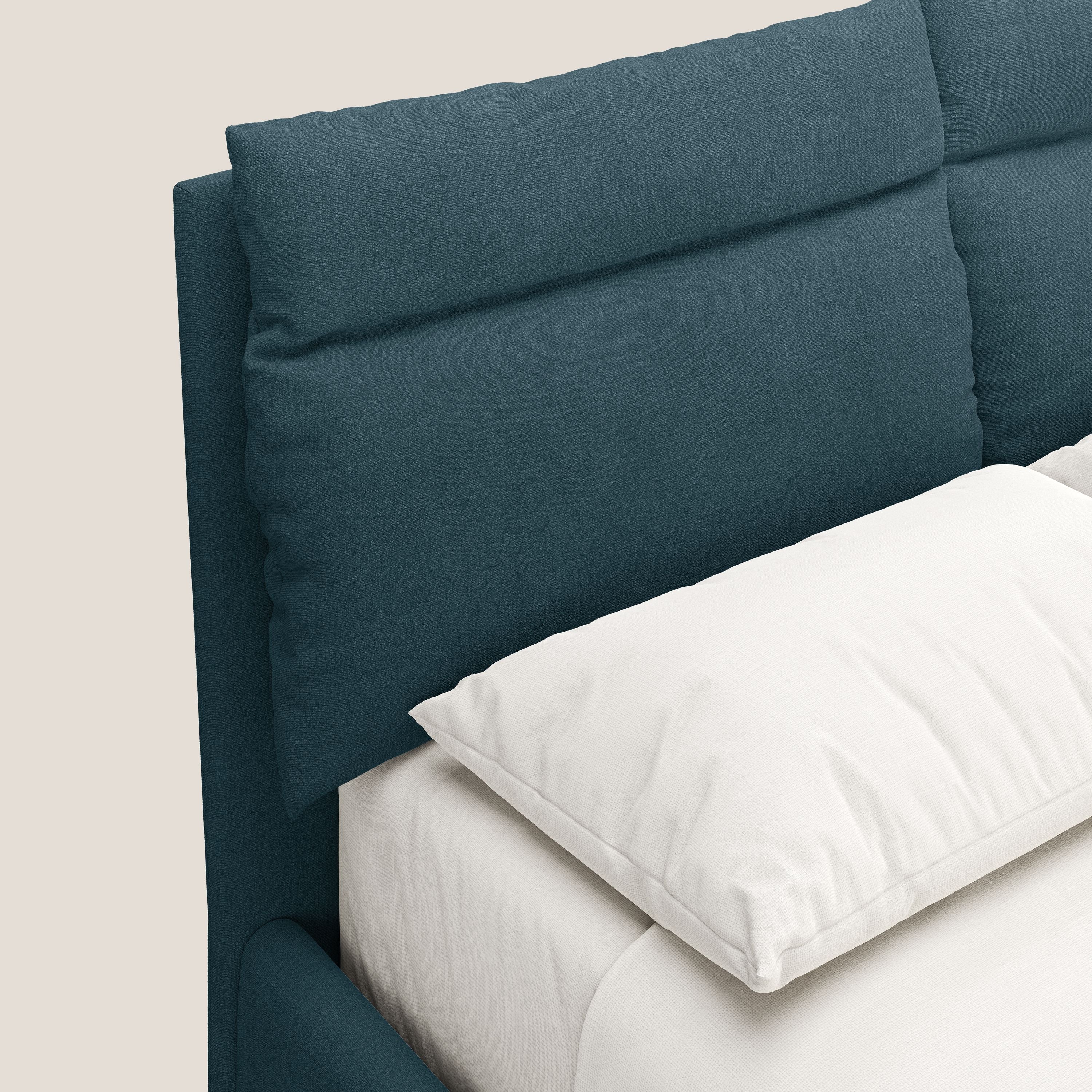 Jerry letto imbottito contenitore e cuscini reclinabili in tessuto smacchiabile T17 petrolio - divani.store