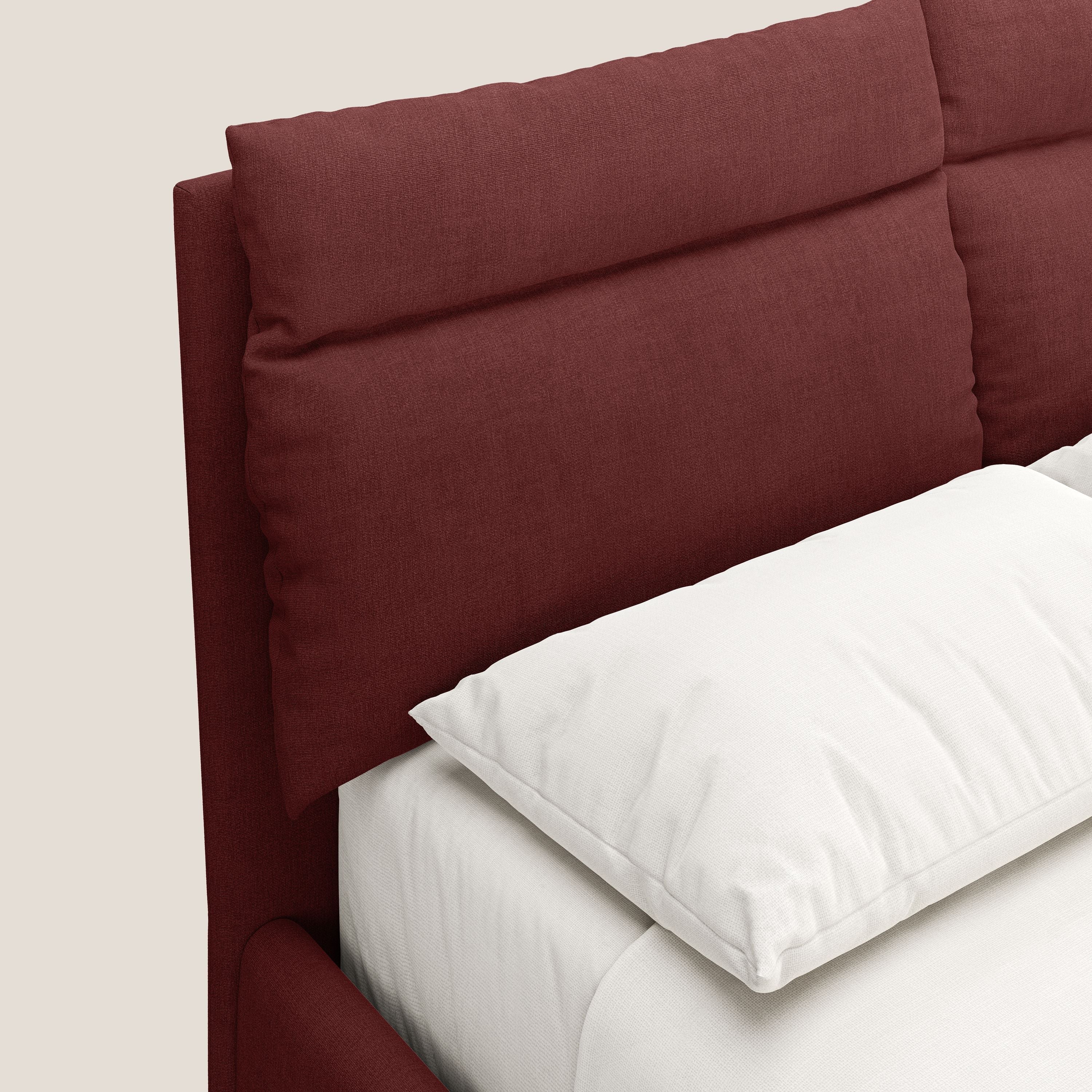 Jerry letto imbottito contenitore e cuscini reclinabili in tessuto smacchiabile T17 rosso - divani.store