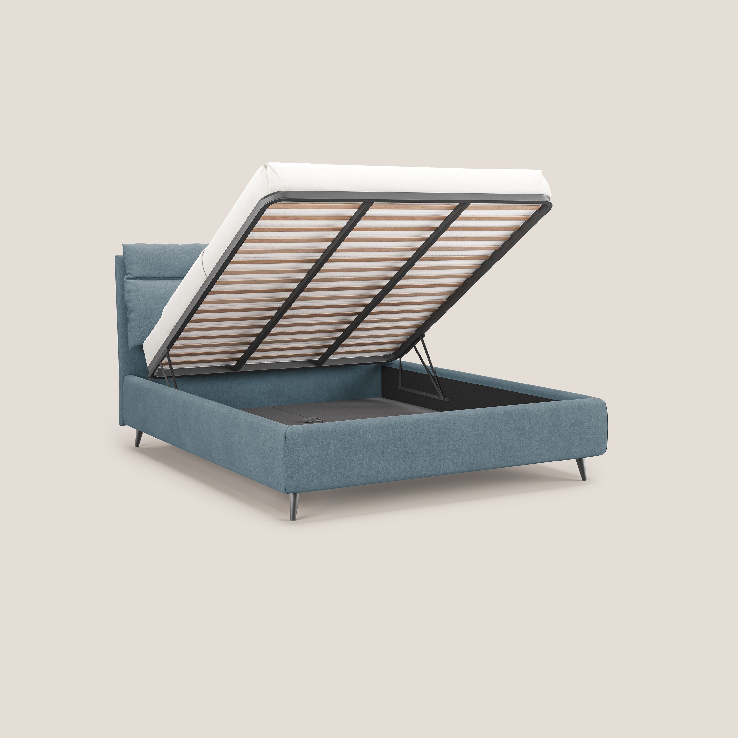 Jerry letto imbottito contenitore e cuscini reclinabili in tessuto smacchiabile T17 carta da zucchero - divani.store