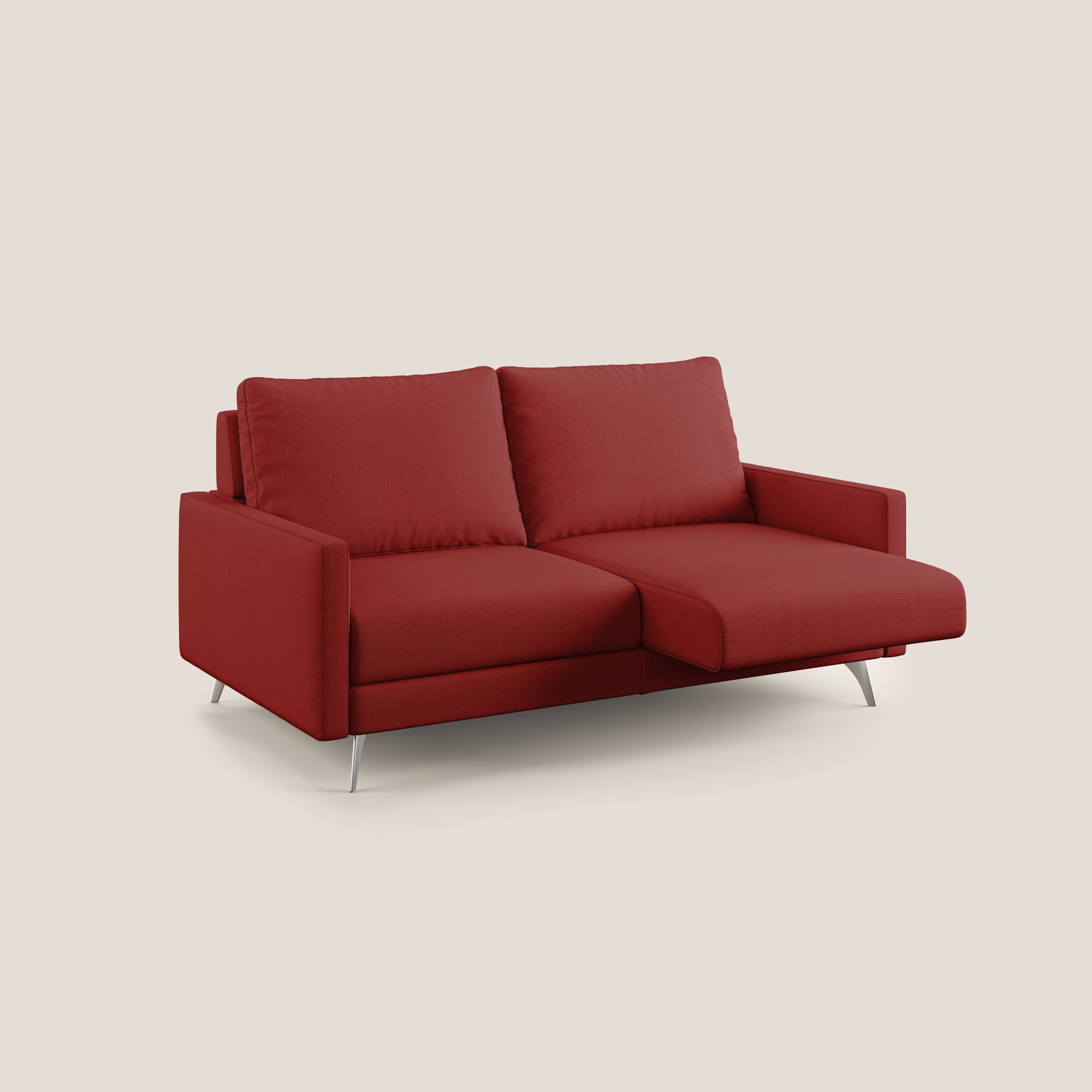 Klimt divano con sedute allungabili e schienali in piuma d'oca in tessuto smacchiabile T05 rosso - divani.store